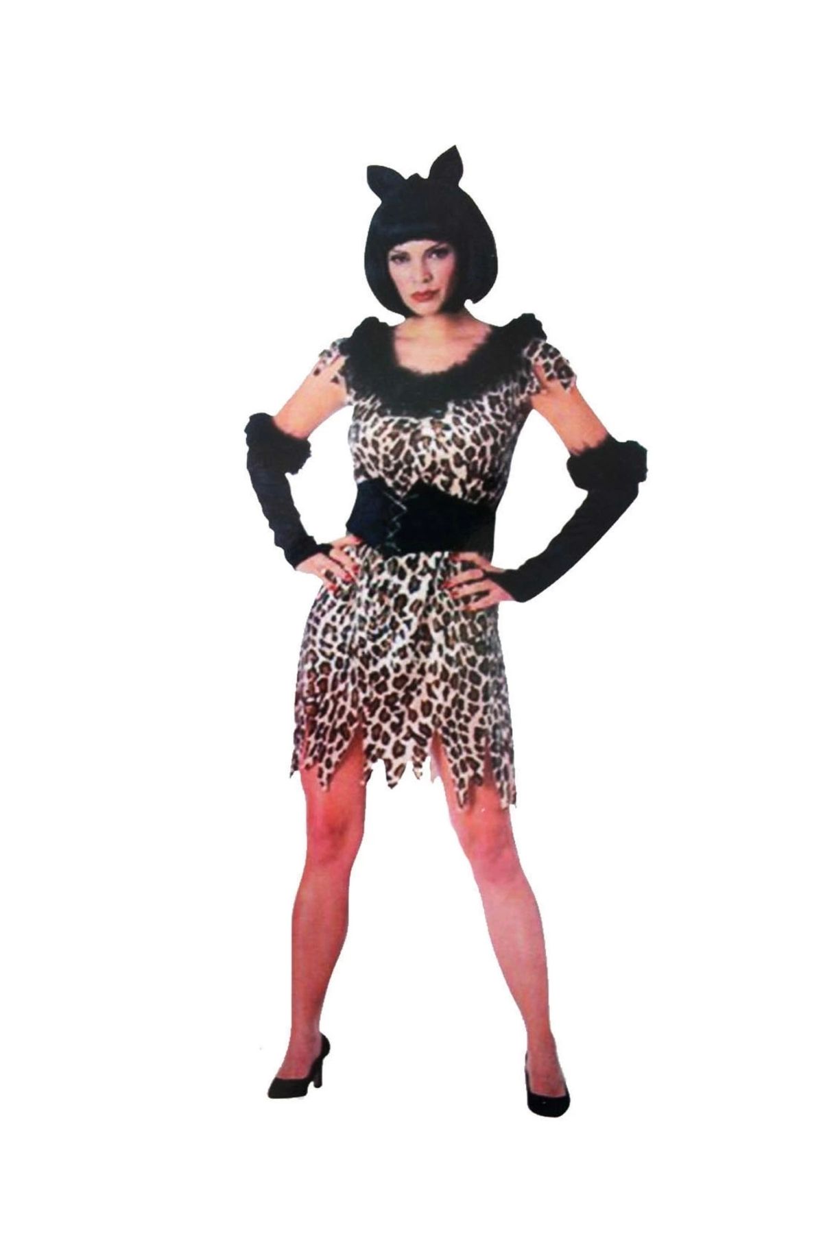Go İthalat Yetişkin Leopar Kostümü - Kedi Kız Kostümü - Taş Devri Kostümü (4462)