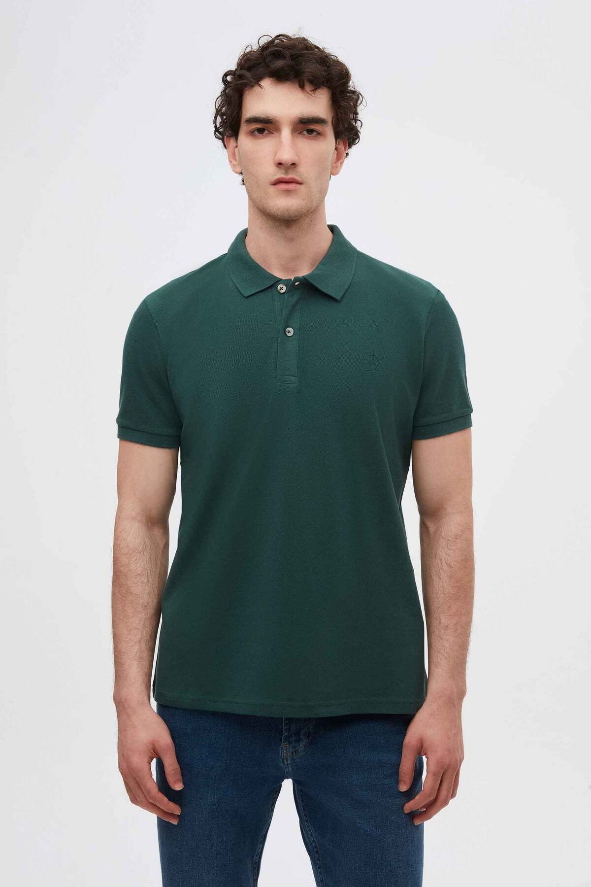 D'S Damat Regular Fit Haki %100 Pamuk Polo Yaka Nakışlı T-shirt