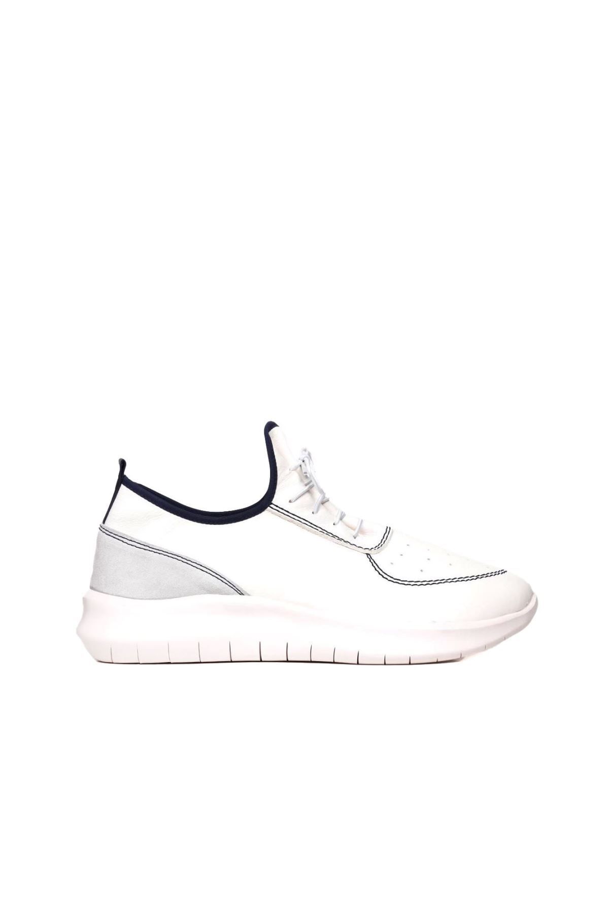 BUENO Shoes Beyaz Lacivert Deri Erkek Spor Ayakkabı