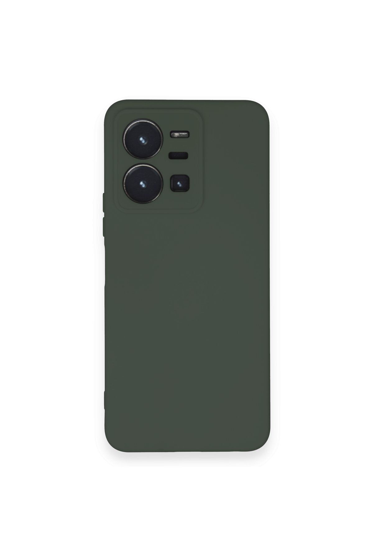 NewFace Vivo Y22S içi Süet Telefon Kılıfı - Soft Yüzey Kadife Silikon Kapak - Koyu Yeşil