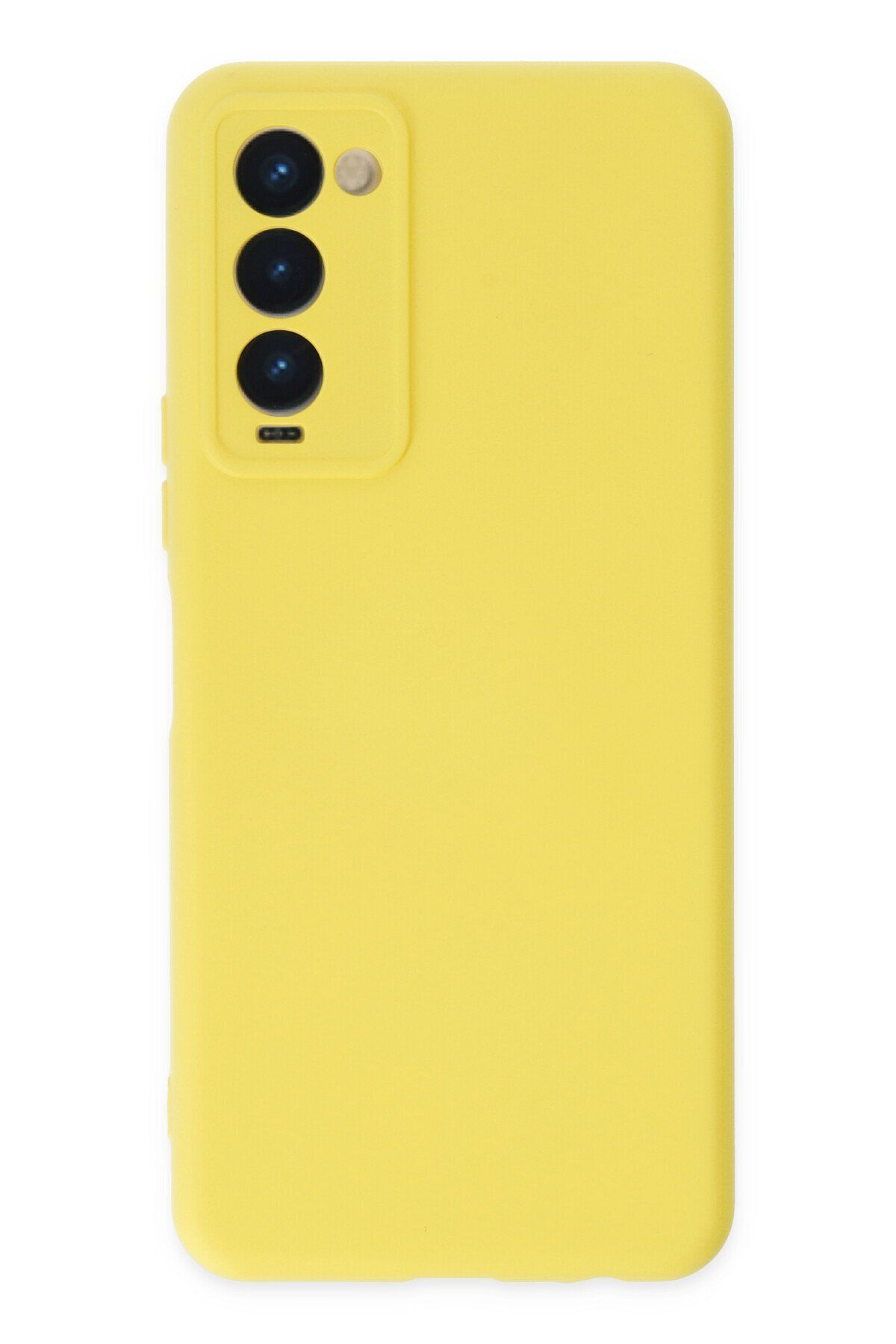 NewFace Tecno Camon 18T içi Süet Telefon Kılıfı - Soft Yüzey Kadife Silikon Kapak - Sarı