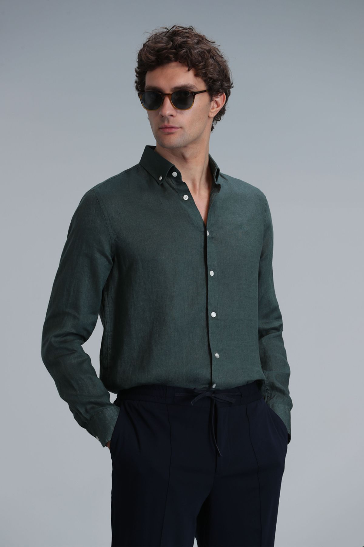 Lufian Pitaya Erkek Basic Gömlek Comfort Fit Yeşil