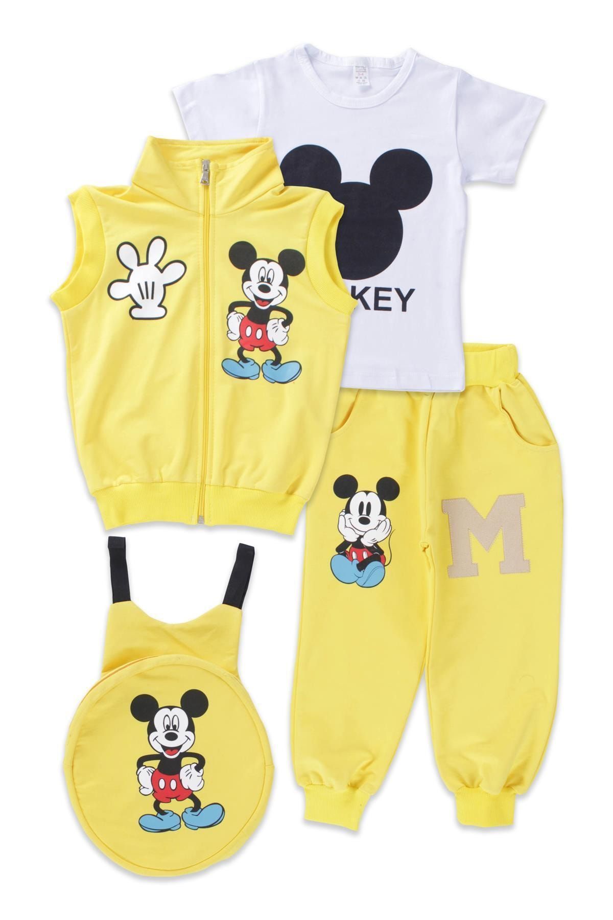 Nazar Kids Mickey Mouse Sarı Yelekli Çocuk Eşofman Takımı