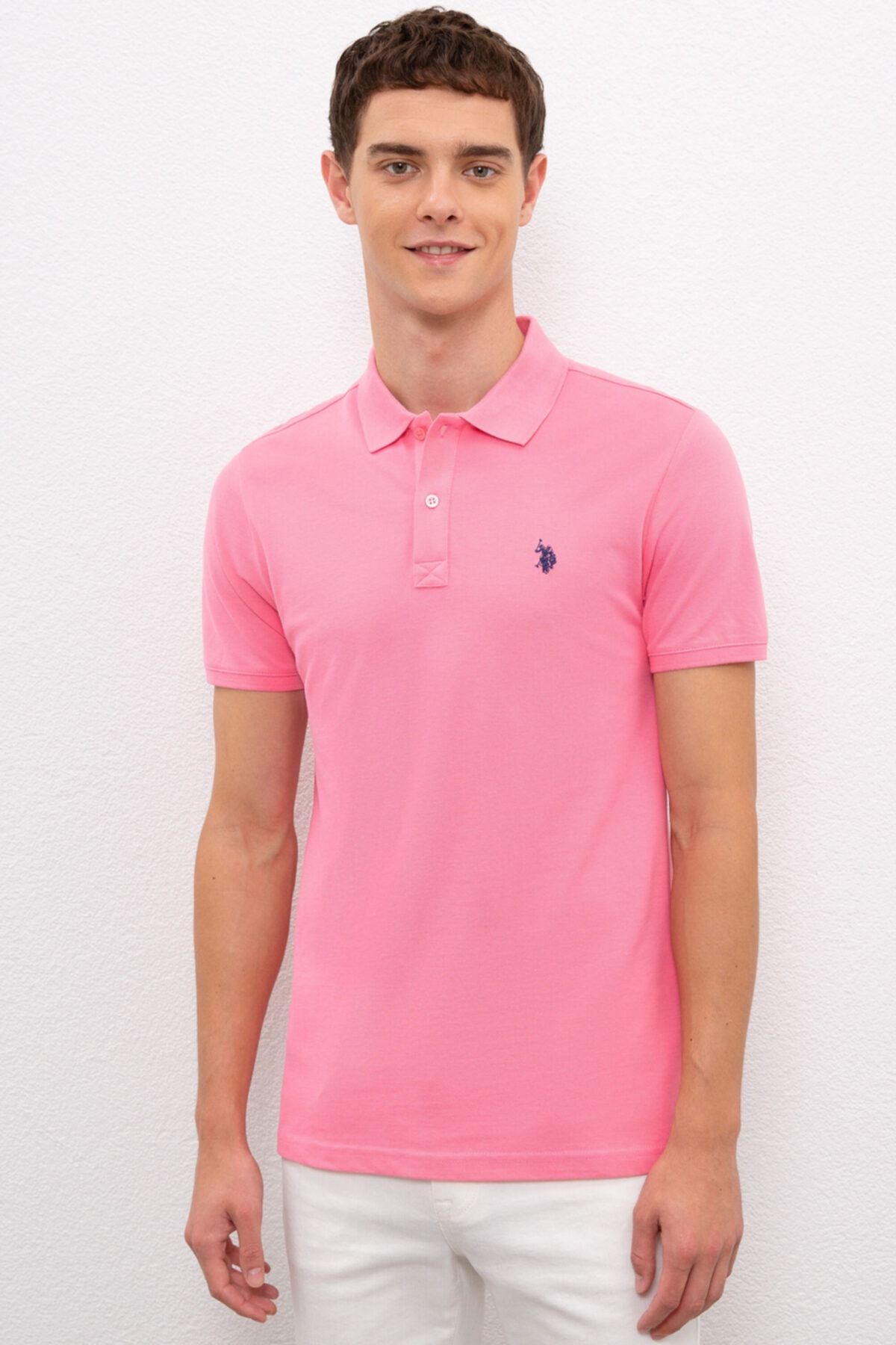 U.S. Polo Assn. Erkek Pembe Polo Yaka T-shirt