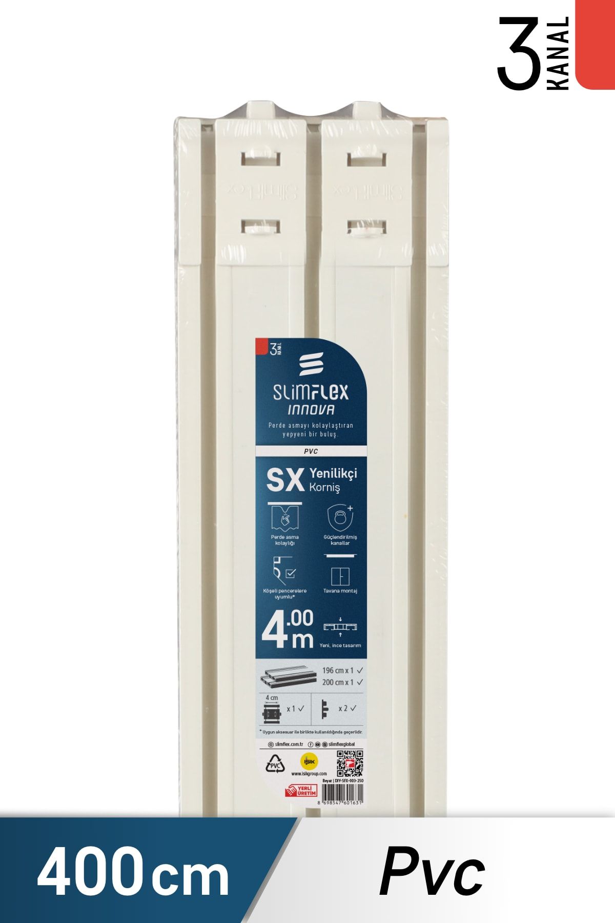 SlimFlex Innova SX Yenilikçi PVC Korniş 3-Kanallı 400 cm