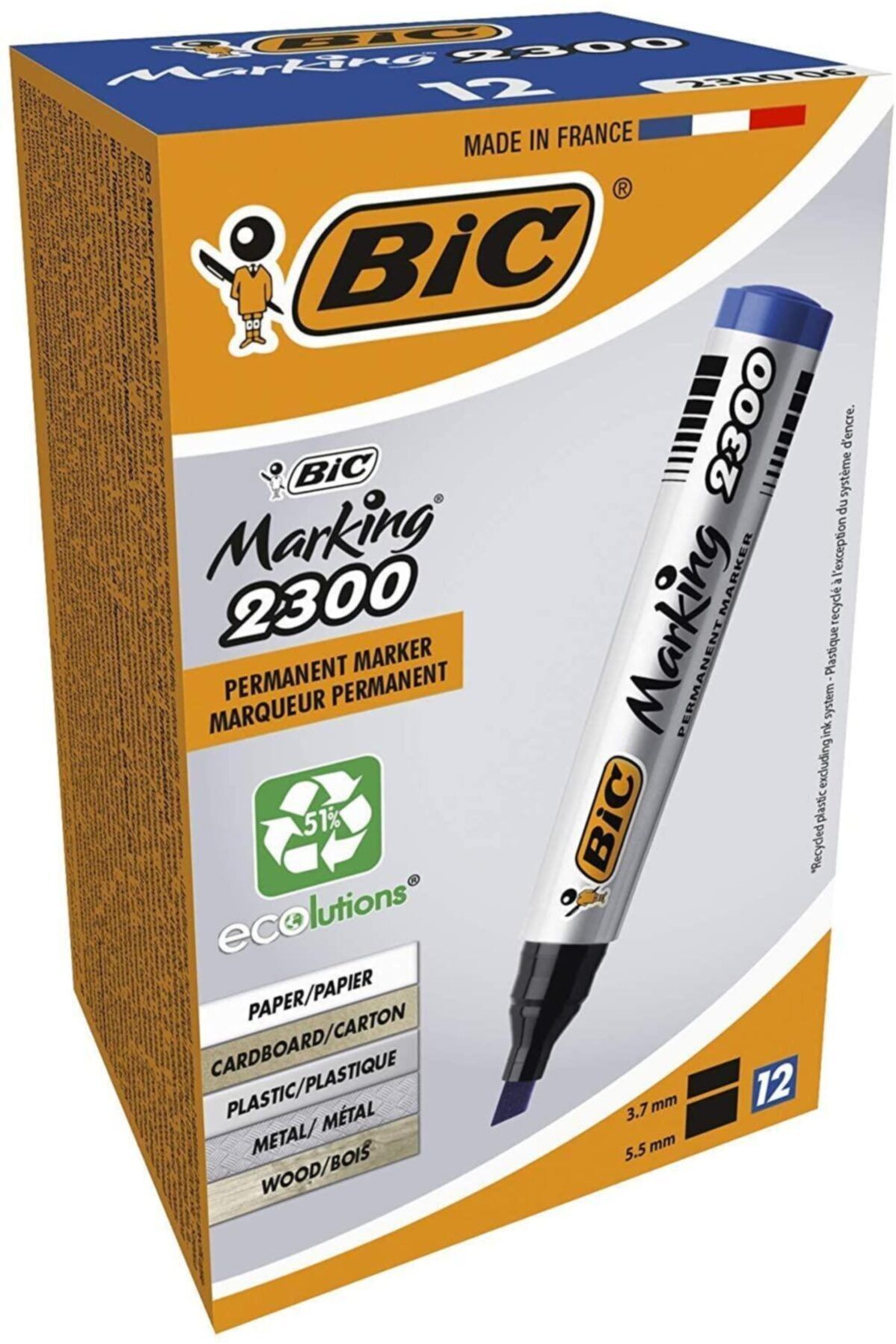 Bic Marking 2300 Marking Kesik Uçlu Permanent Marker 12 Li