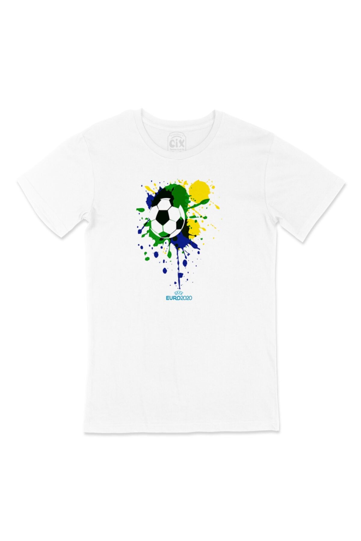 Cix Euro 2020 Futbol Topu Cep Logo Tasarımlı Beyaz Tişört