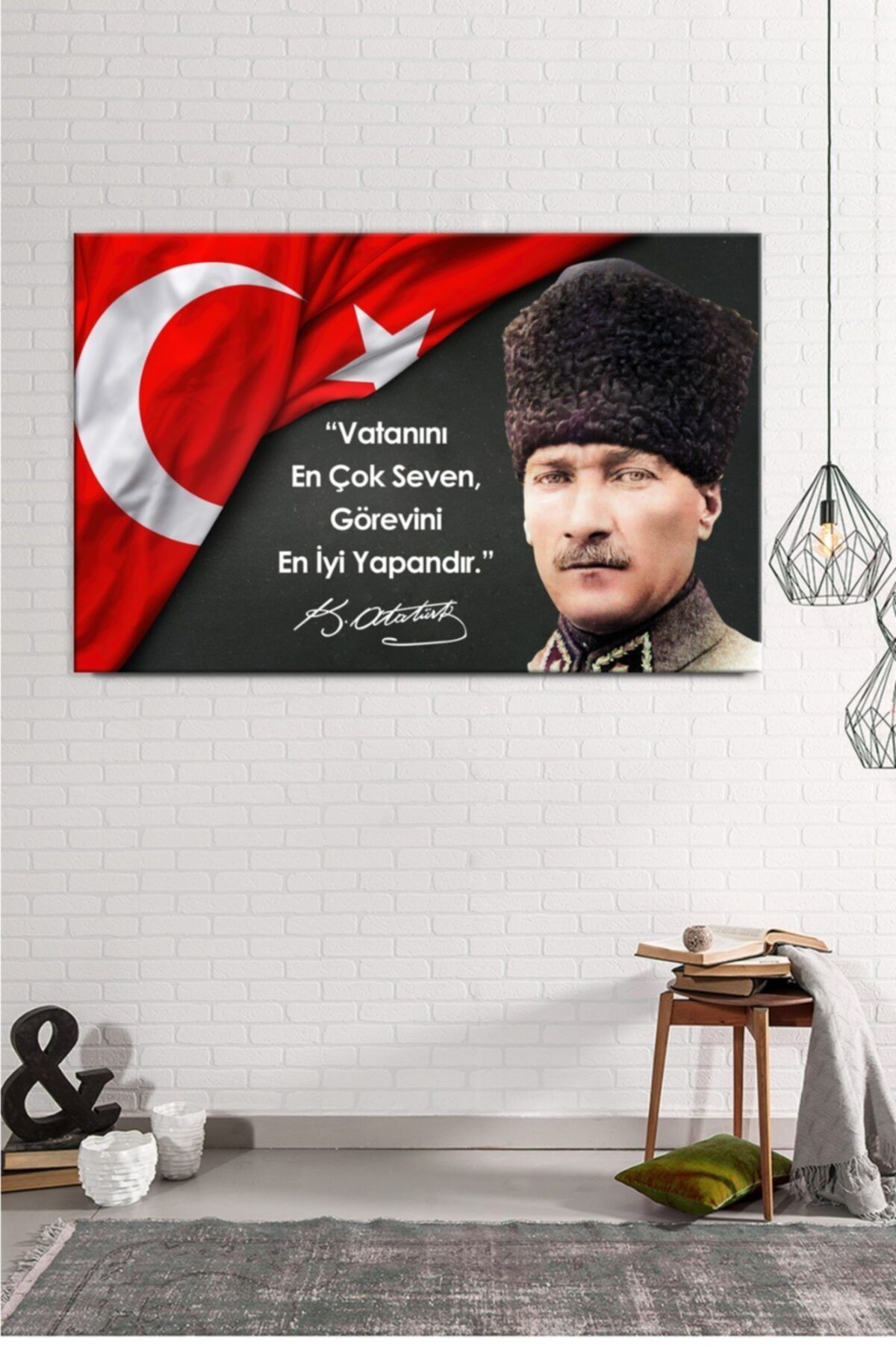 balbeyaz Atatürk Portresi Ve Sözleri, Kanvas Tablo , Kafe ,büro, Otel Ve Resmi Daireler Için Ideal