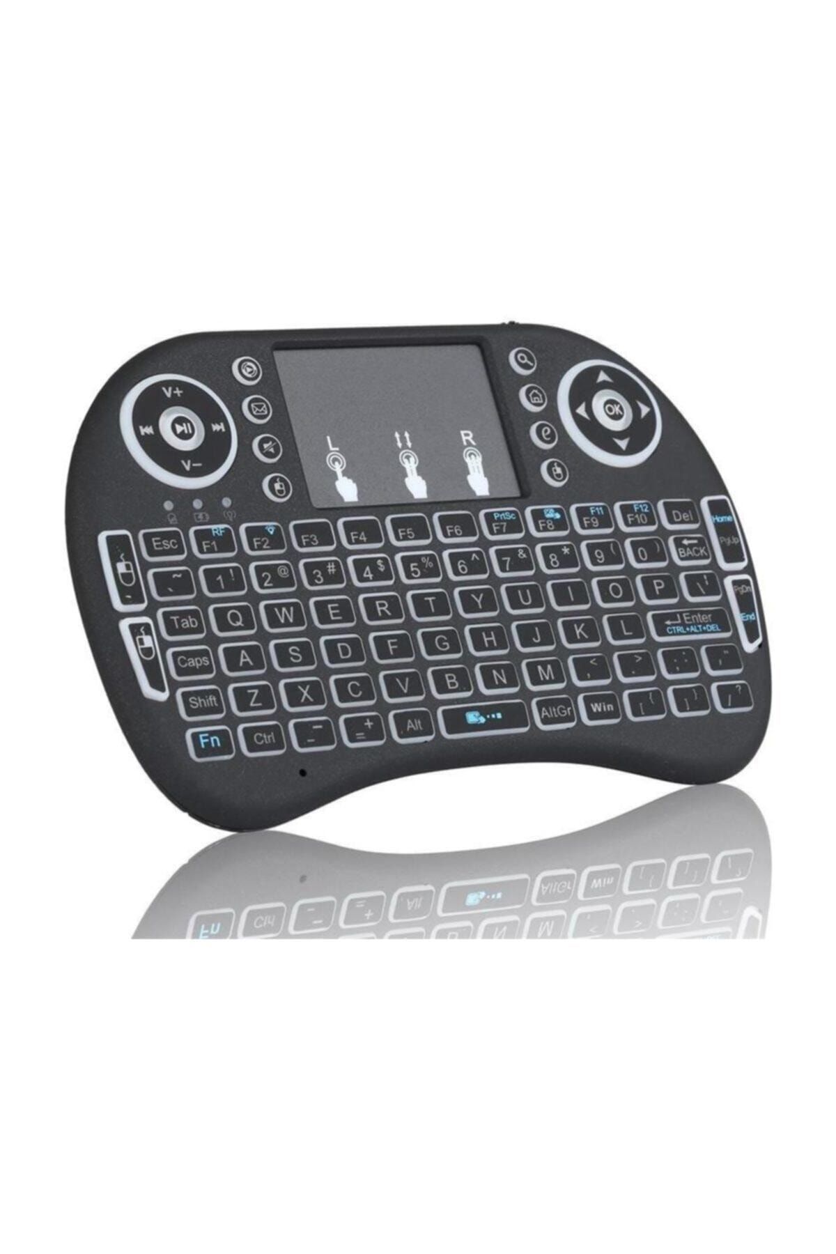 Genel Markalar Işıklı Kablosuz Mini Klavye Tv Televizyon Ps3 Dokunmatik Mouse
