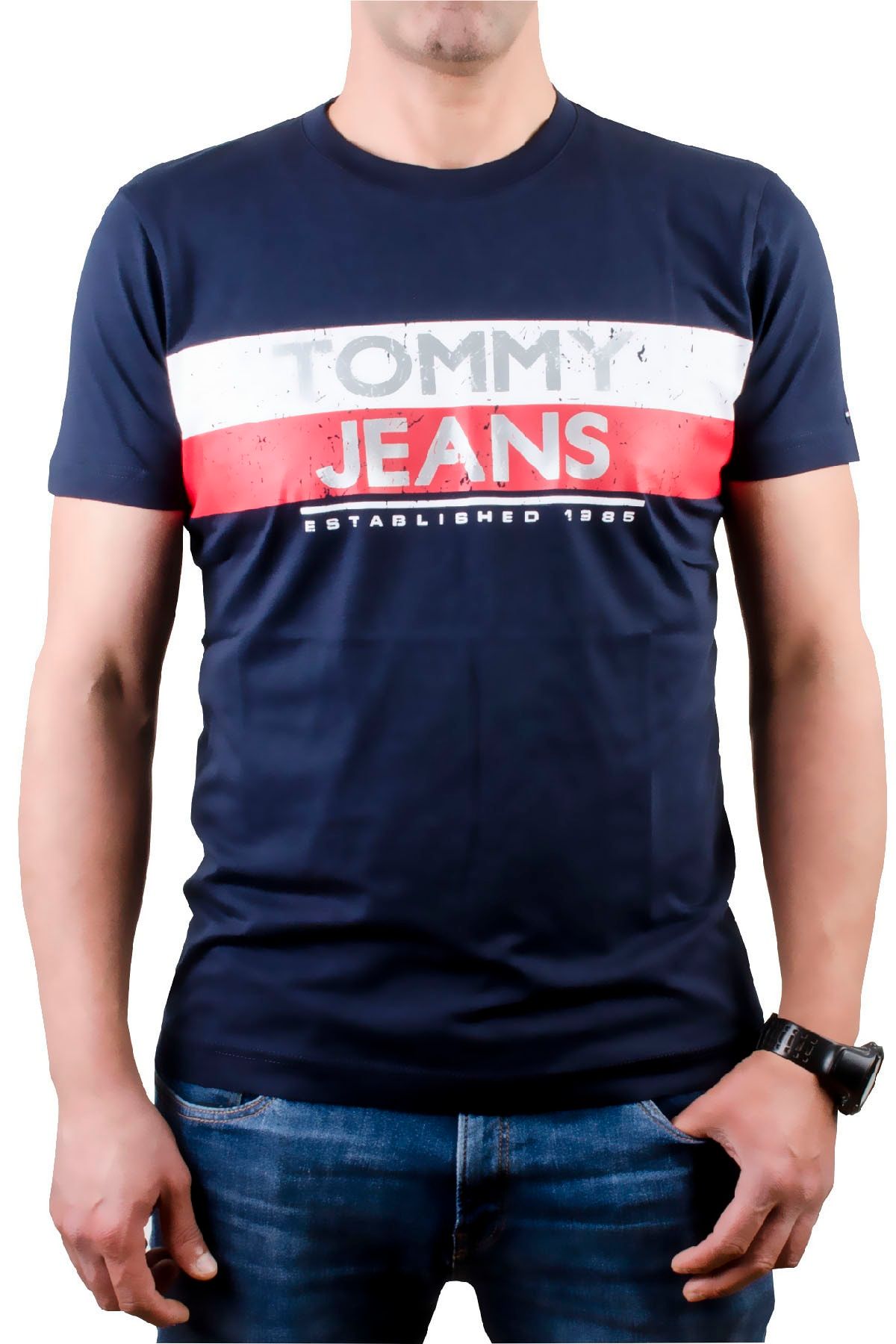 Tommy Hilfiger Contrast Color Logo Crew Neck T-shirt
