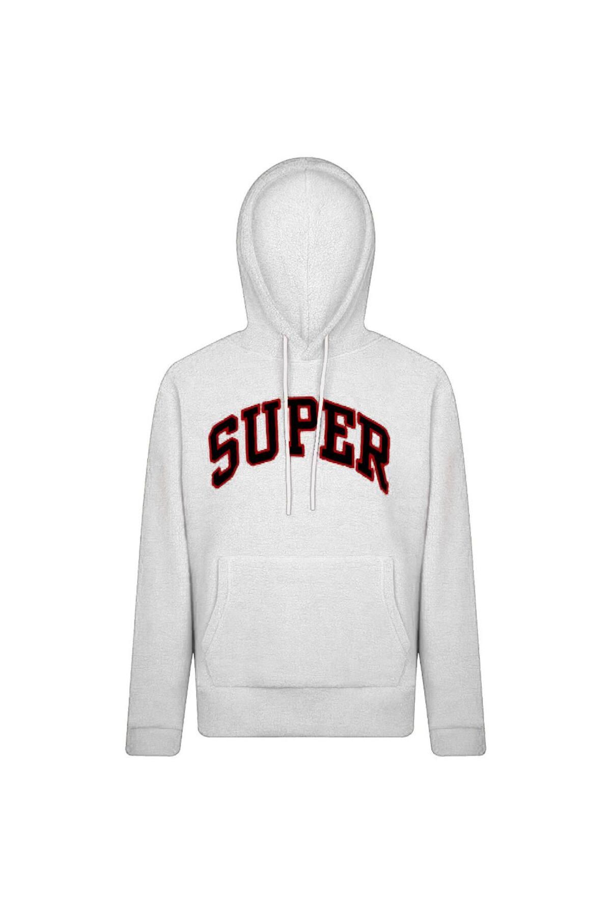 Superfly Kapüşonlu Erkek Polar Sweatshirt SPF101232320717 Beyaz-S