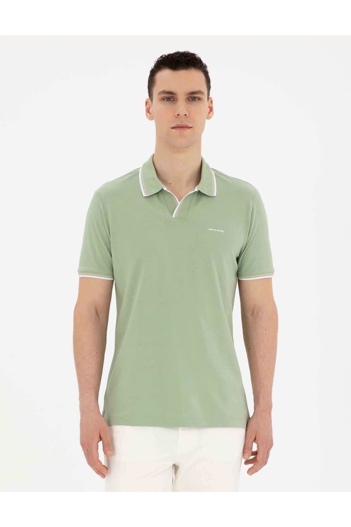Pierre Cardin Dokuma kumaş polo yaka  Yeşil T-shirt