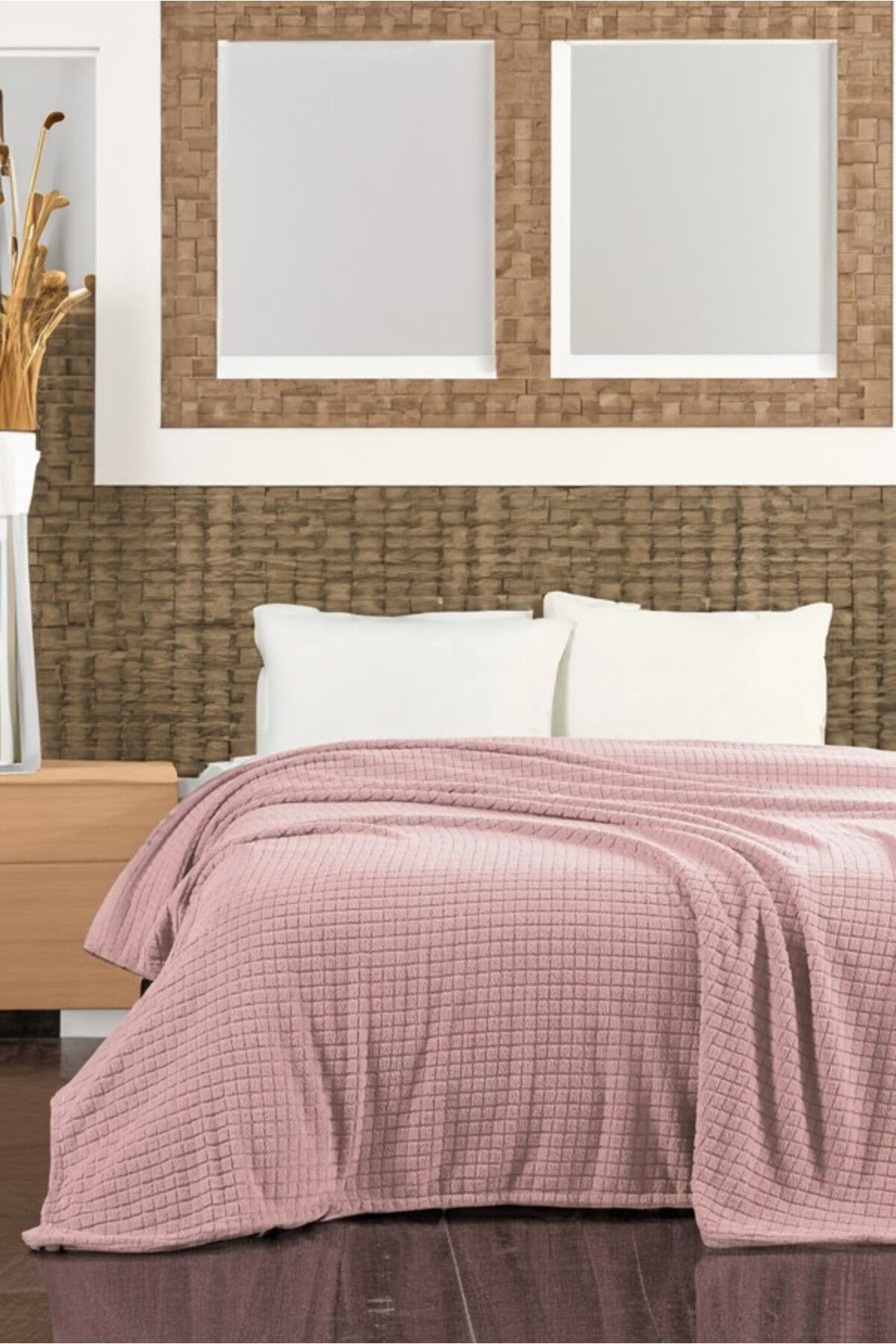 Komfort Home Çift Kişilik Wellsoft Kare Desenli Peluş Sıcak Tutan Tv Battaniyesi 200x220 Cm