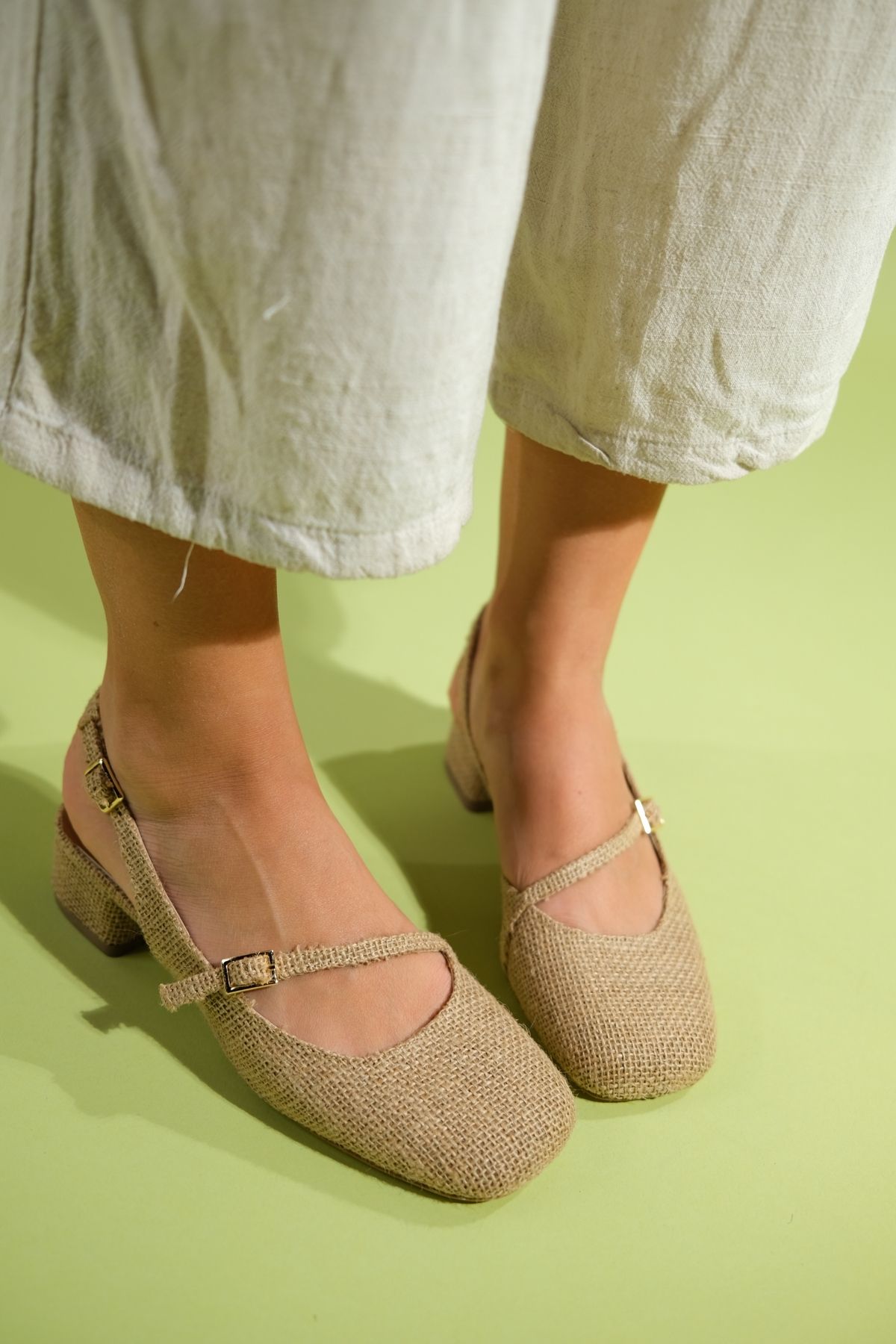 luvishoes ARIS Bej Hasır Kadın Topuklu Sandalet