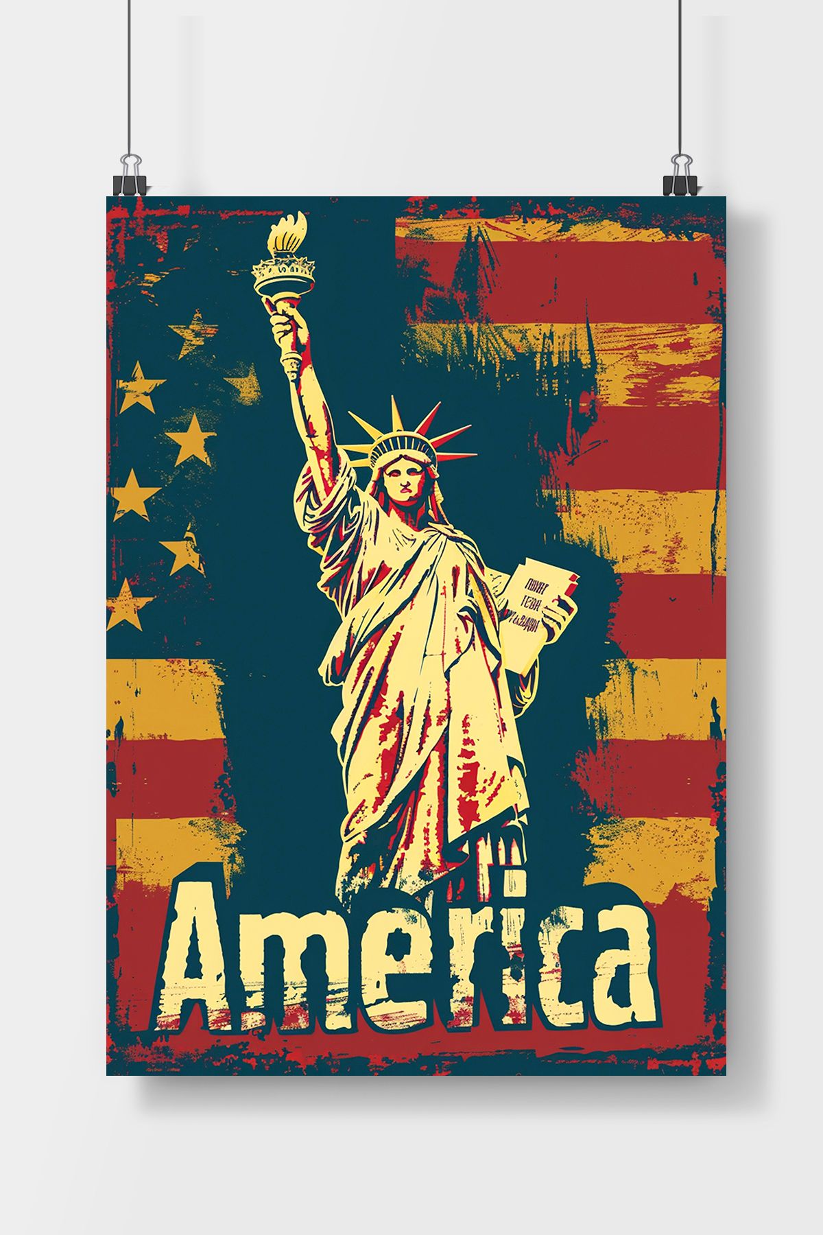 TREND Amerika Özgürlük Heykeli Sanatsal Posteri - Çerçevesiz Parlak Fotoğraf Kağıdı