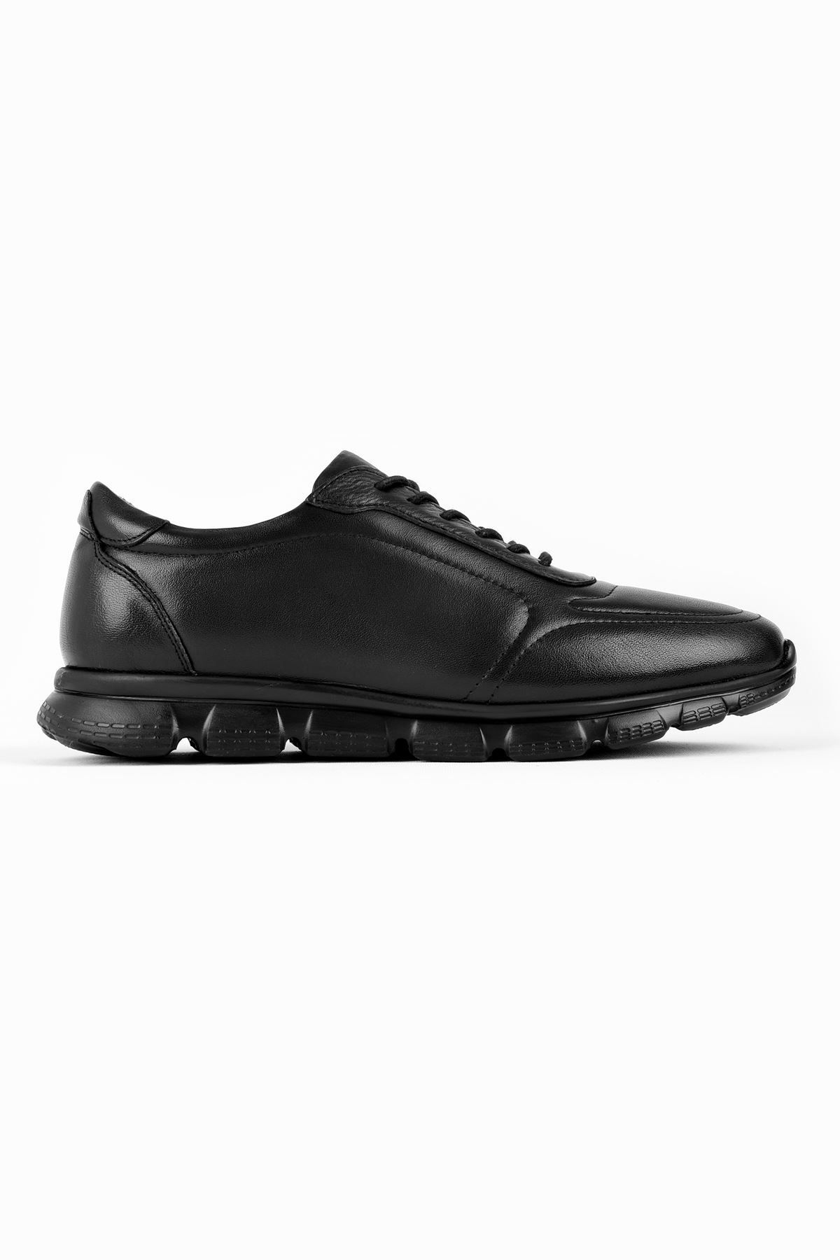 LAL SHOES & BAGS Almo Erkek Hakiki Deri Bağcıklı Günlük Ayakkabı-siyah