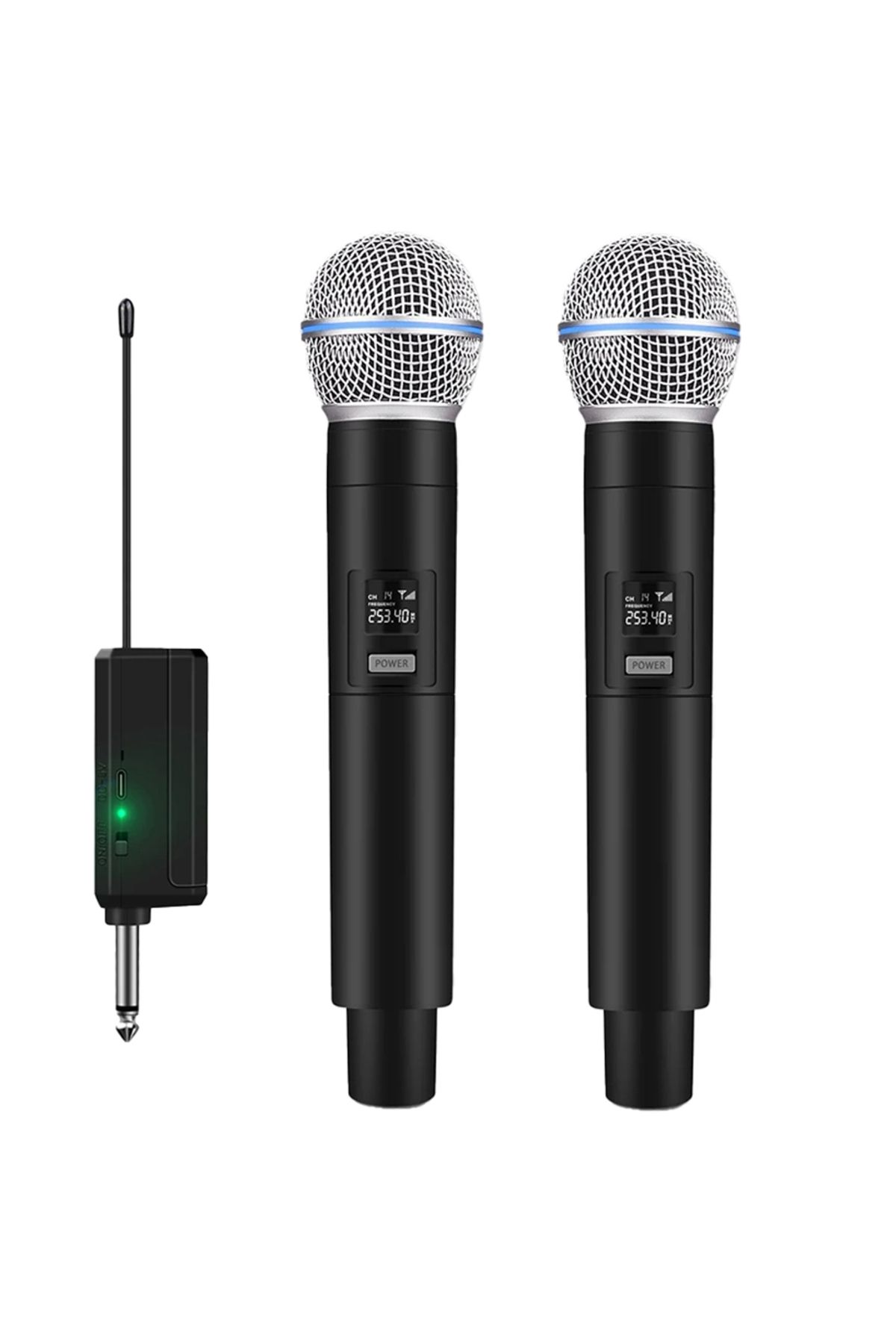 Coverzone Kablosuz Karaoke Çift Mikrofon 6.35mm Sahne Performansı Partiler Aktiviteler Amfi Hoparlör Için Wn06