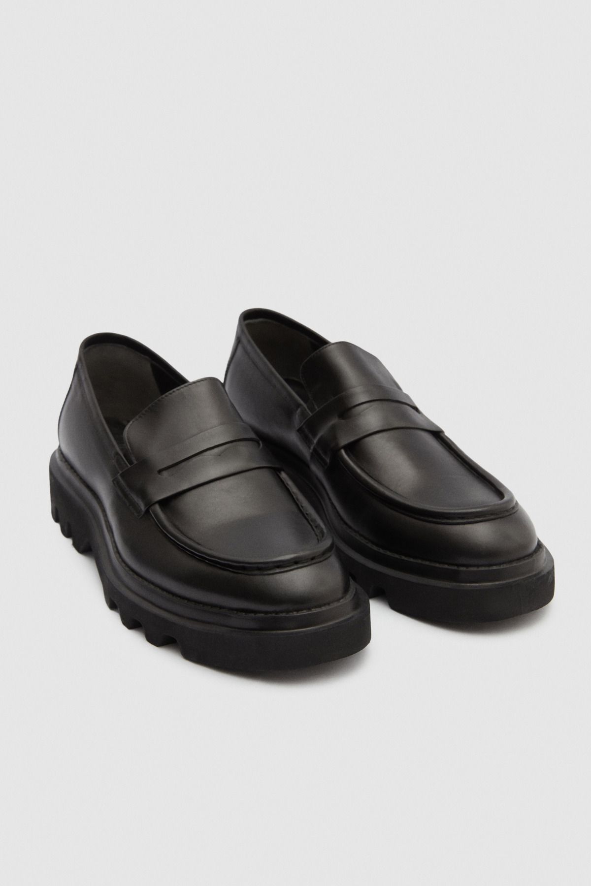 D'S Damat Siyah Bant Detaylı Deri Loafer Ayakkabı