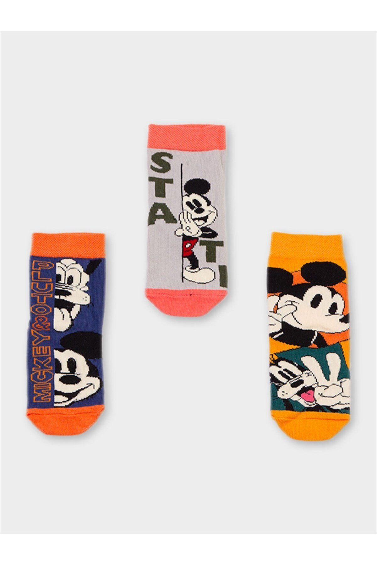 Mickey Mouse Lisanslı Erkek Çocuk 3 Çift Soket Çorap 20501