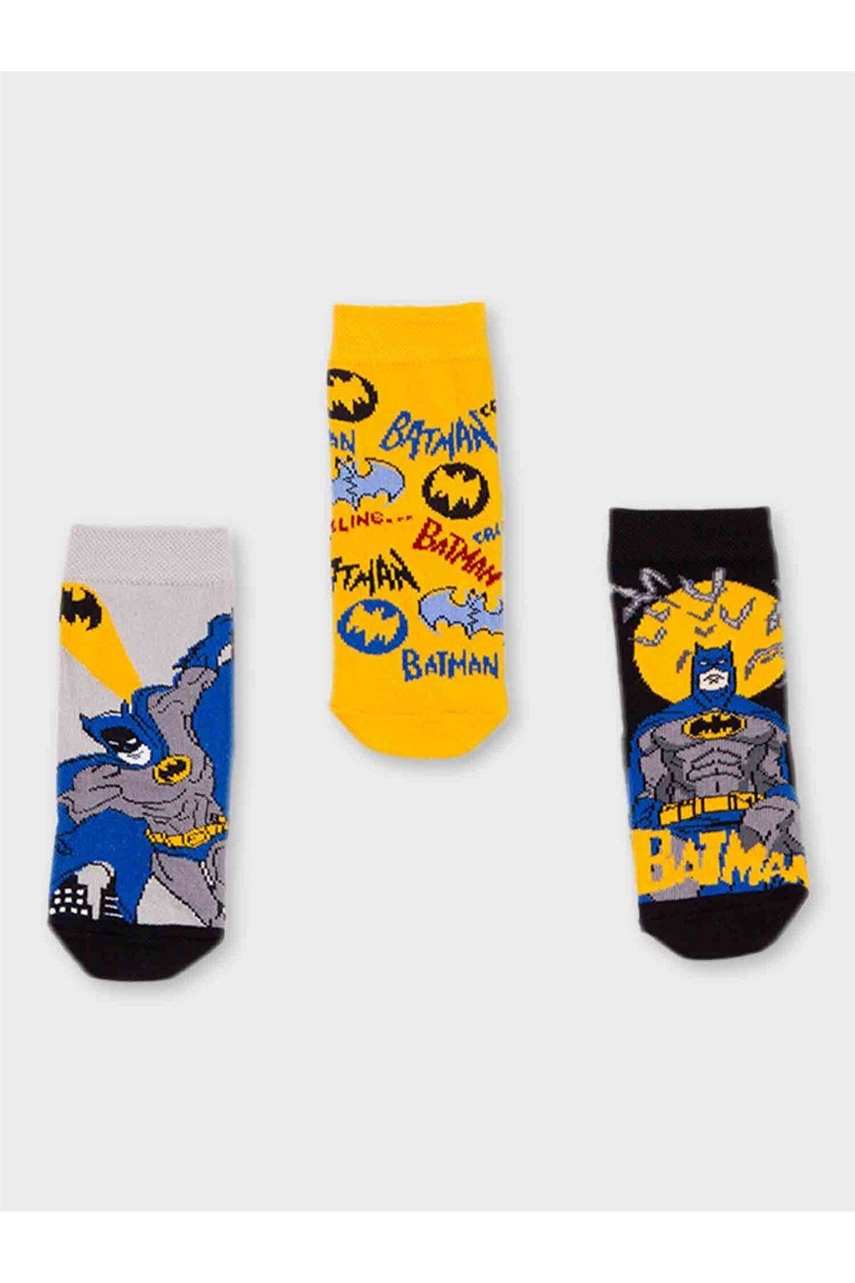 Batman Lisanslı Erkek Çocuk 3 Çift Soket Çorap 20485