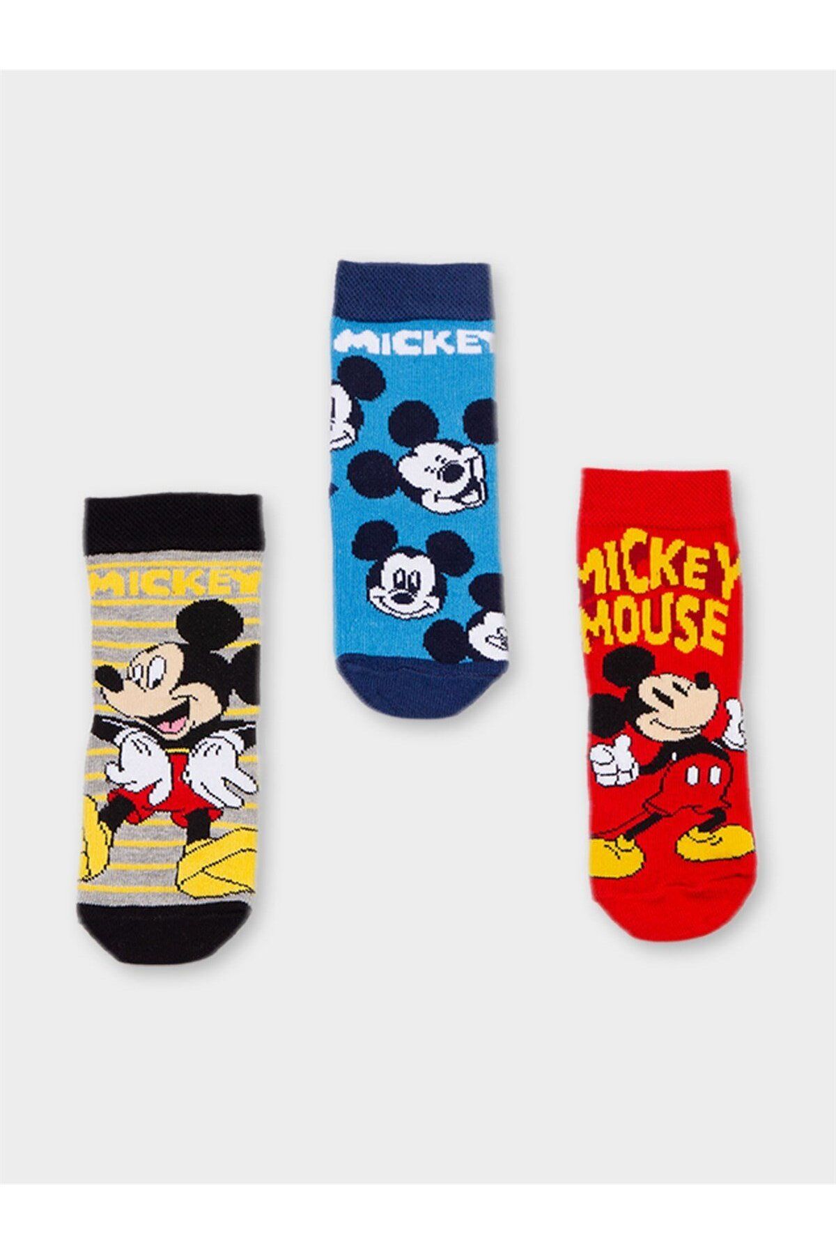 Mickey Mouse Lisanslı Erkek Çocuk 3 Çift Soket Çorap 20500