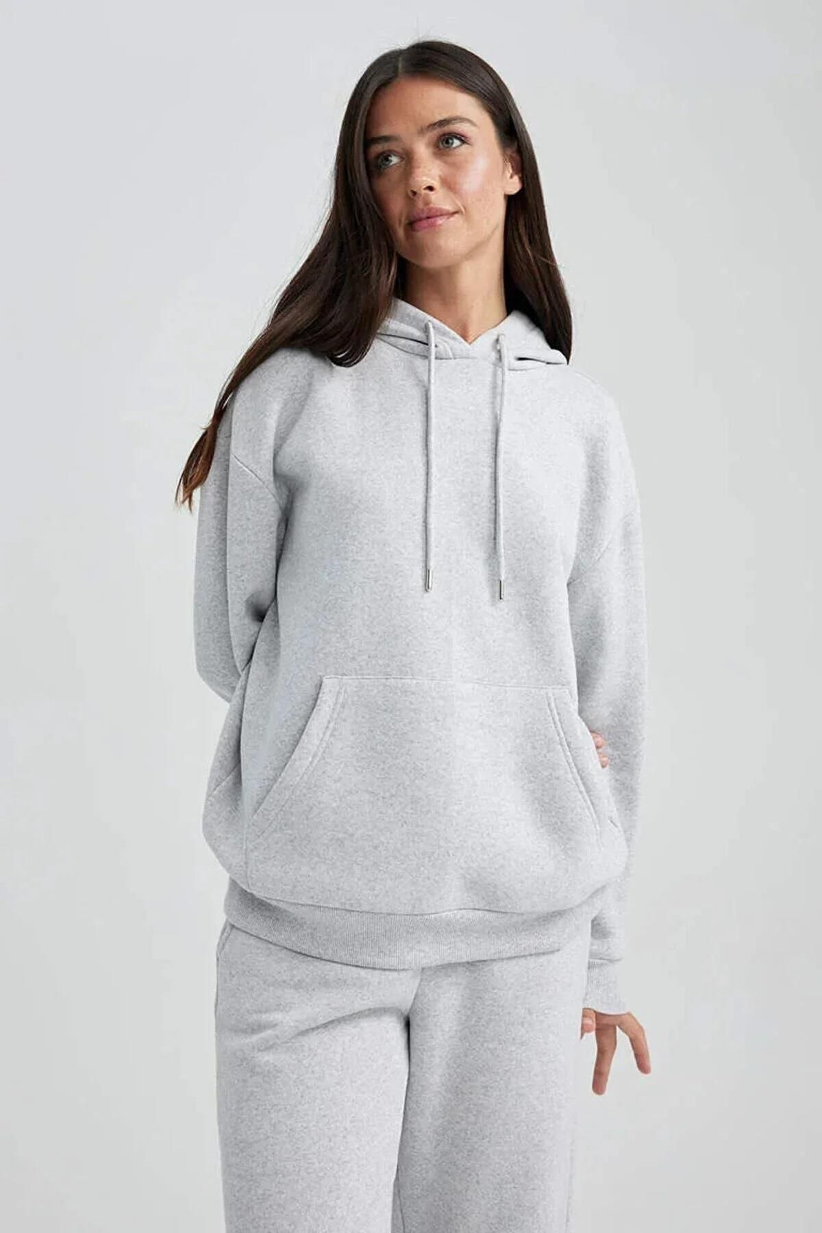 Defacto Kadın Grey Melange Sweatshirt W8071az