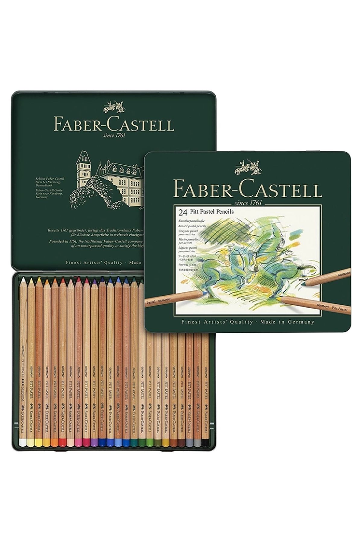 Faber Castell Metal Kutu Pıtt Pastel Boya Kalem Seti 24 Renk