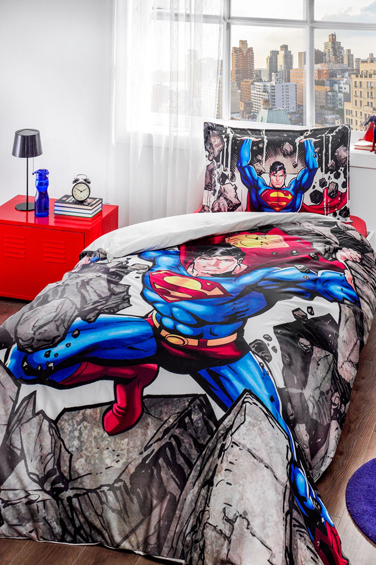 Özdilek Superman Stone Tek Kişilik Lisanslı Çocuk Nevresim Takımı Gri