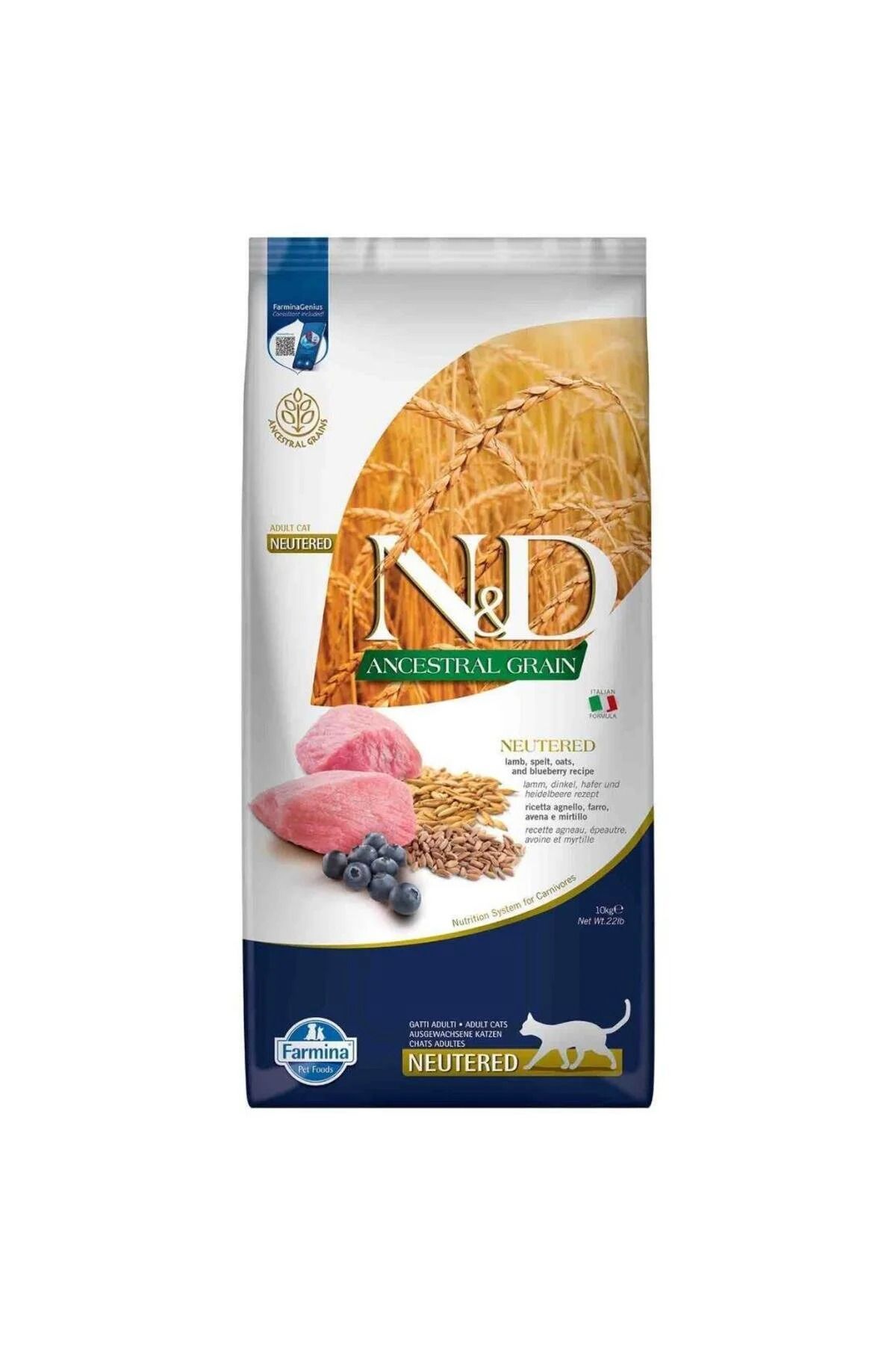 N & D Neutered Kuzu Kılçıksız Buğday Yulaf ve Yaban Mersini 10 Kg
