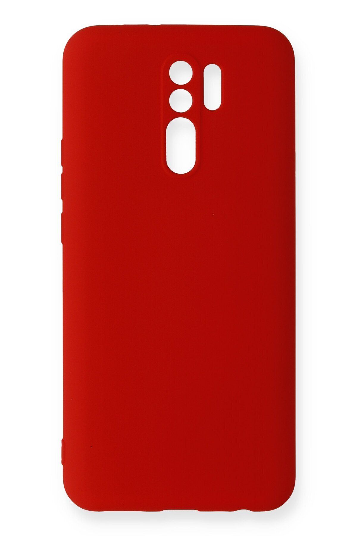 NewFace Xiaomi Redmi 9 içi Süet Telefon Kılıfı - Soft Yüzey Kadife Silikon Kapak - Kırmızı