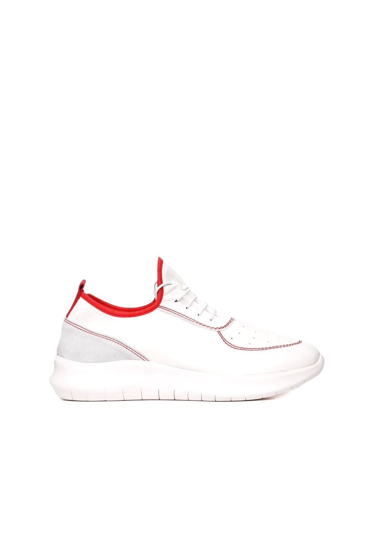 BUENO Shoes Beyaz Kırmızı Deri Erkek Spor Ayakkabı