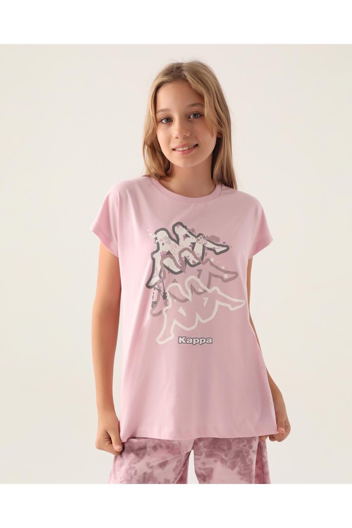 Kappa Logo Candace Kız Çocuk Açık Pembe Regular Fit Tişört