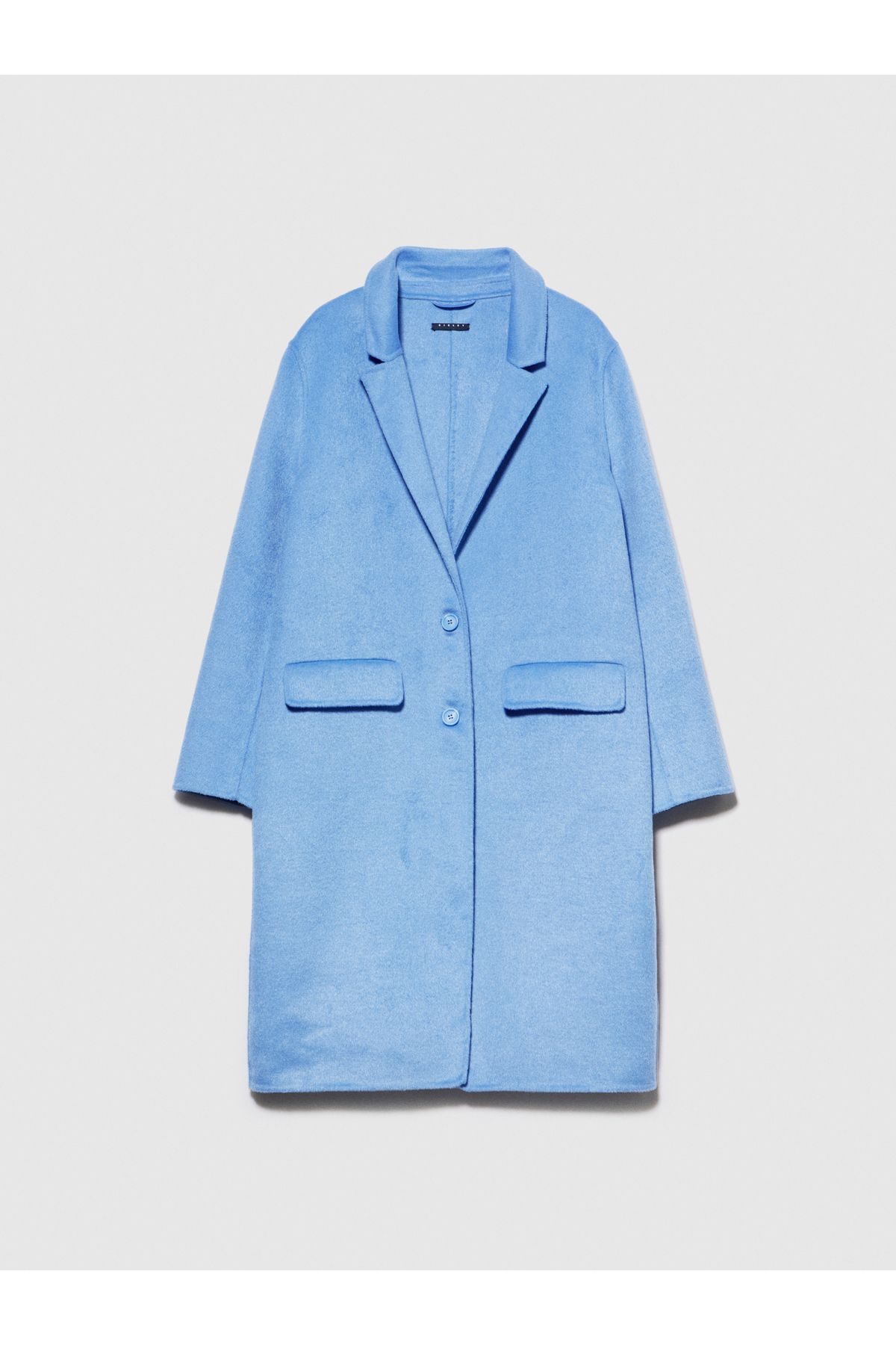 Sisley Kadın Havacı Mavi Yün Karışımlı Cacoon Fit Palto