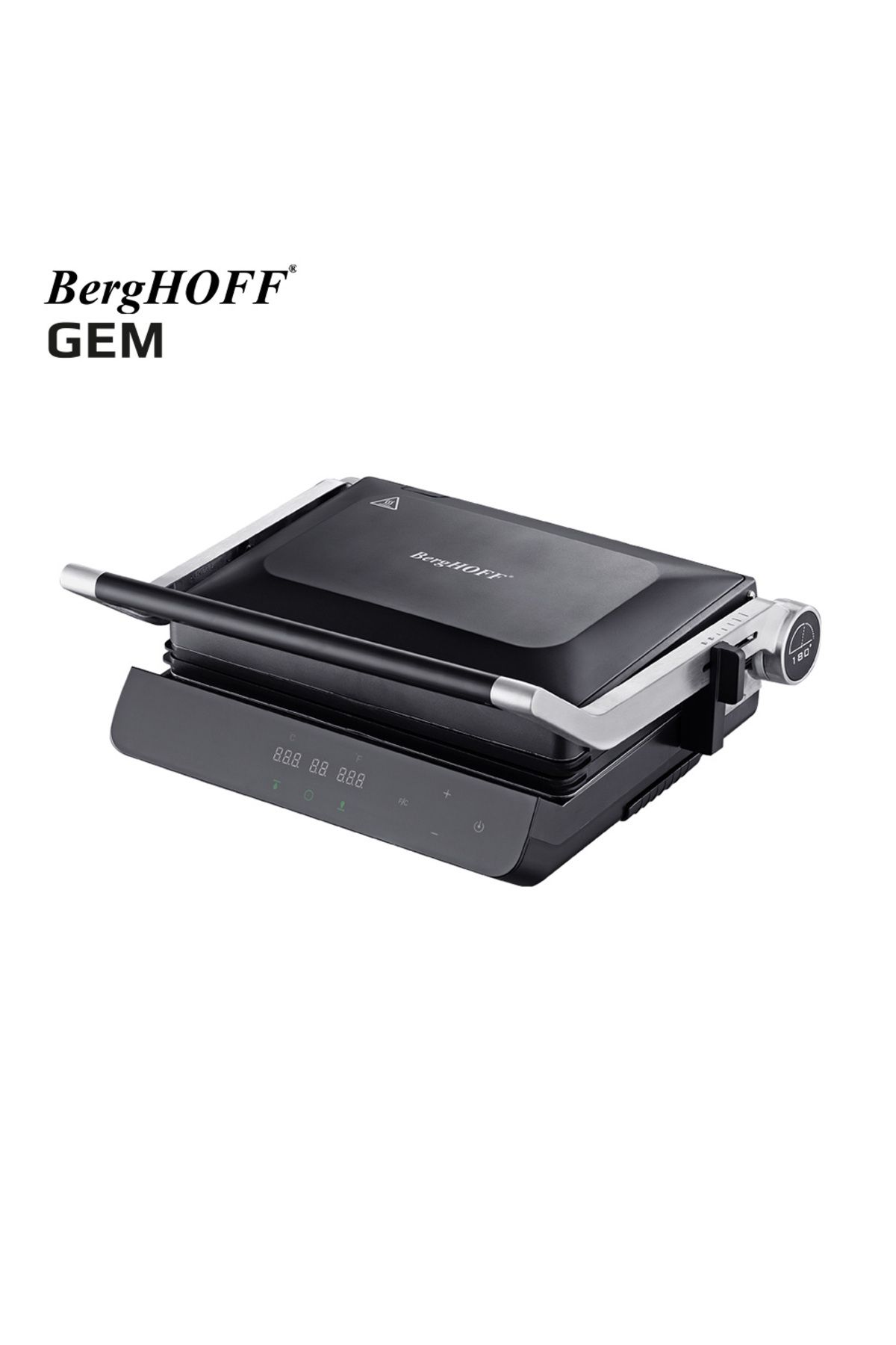 Berghoff GEM TITAN Siyah Çelik Kapaklı Contact Izgara ve Tost Makinesi
