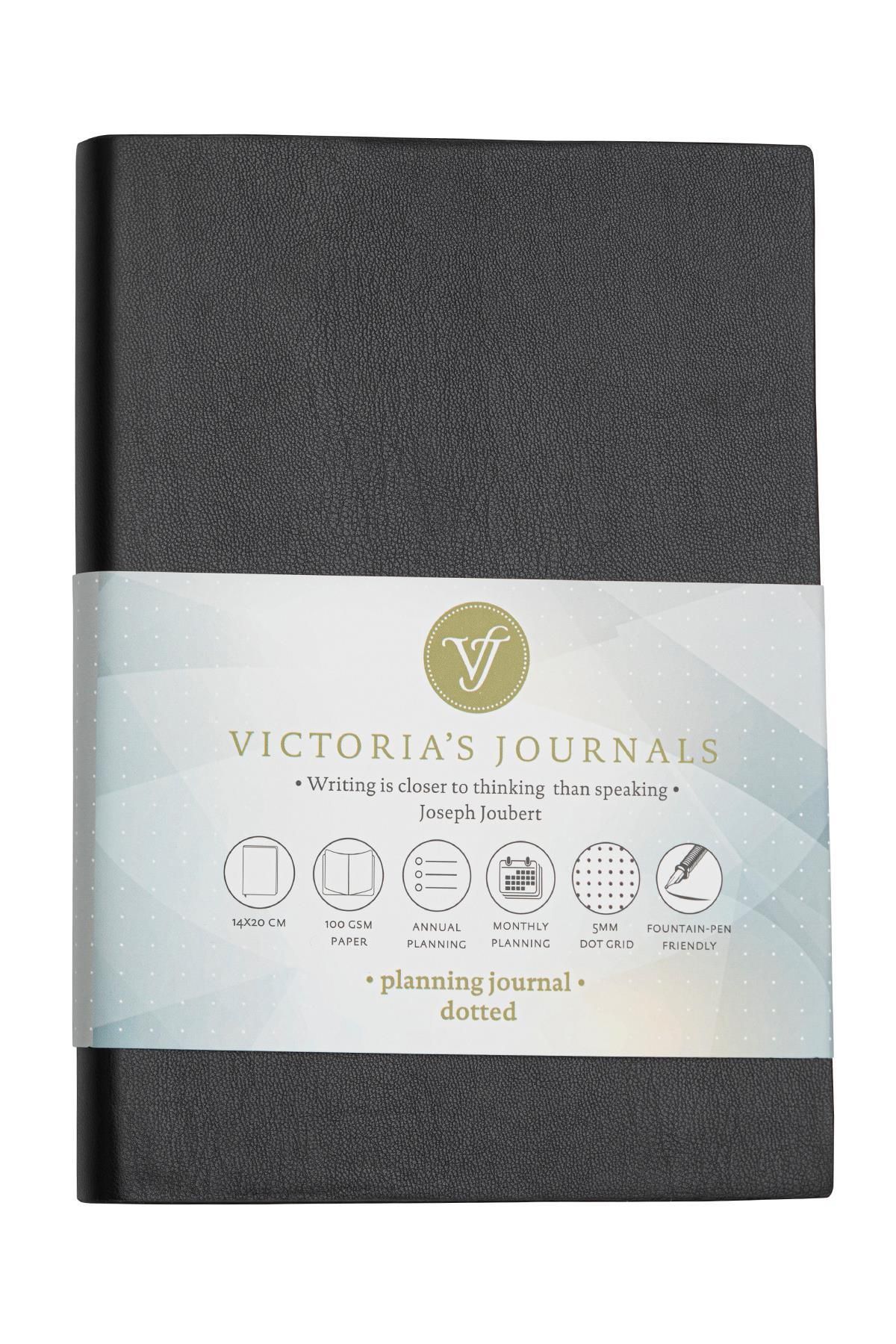 Victoria's Journals Smyth Pastel Tarihsiz Kalın Yapraklı Noktalı Defter 15x21 cm (A5) Siyah