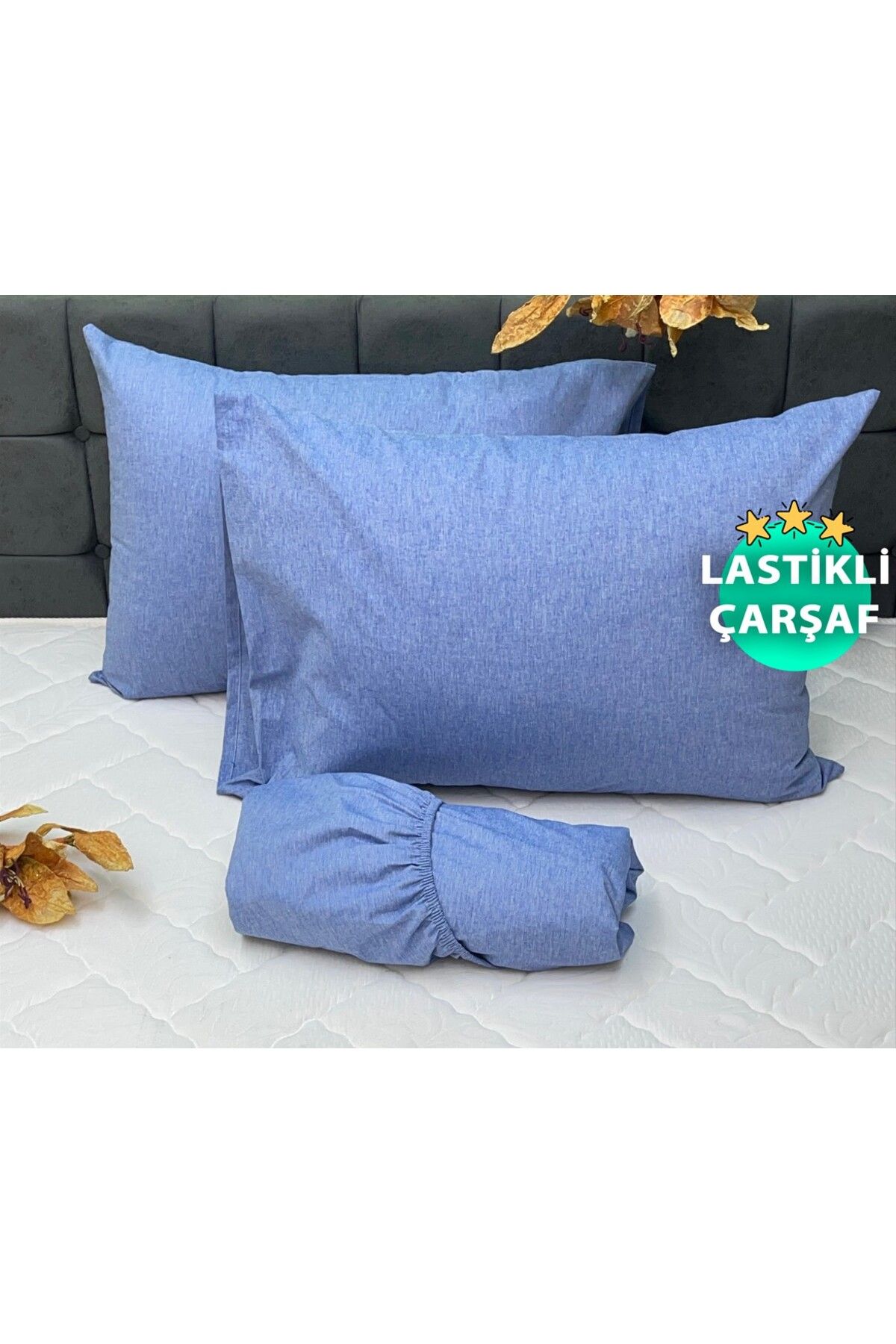 Komfort Home Battal Boy Ipliği Boyalı Pamuk Kumaş Lastikli Çarşaf Setleri (YÜKSEKLİĞİ 40 CM)