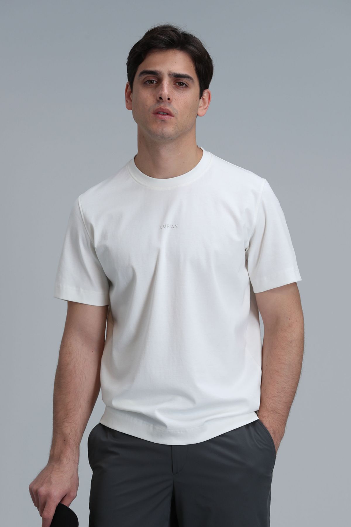 Lufian Antony Modern Grafik T- Shirt Kırık Beyaz