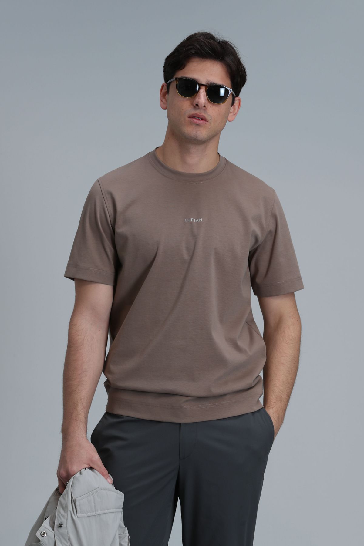 Lufian Antony Modern Grafik T- Shirt Deve Tüyü