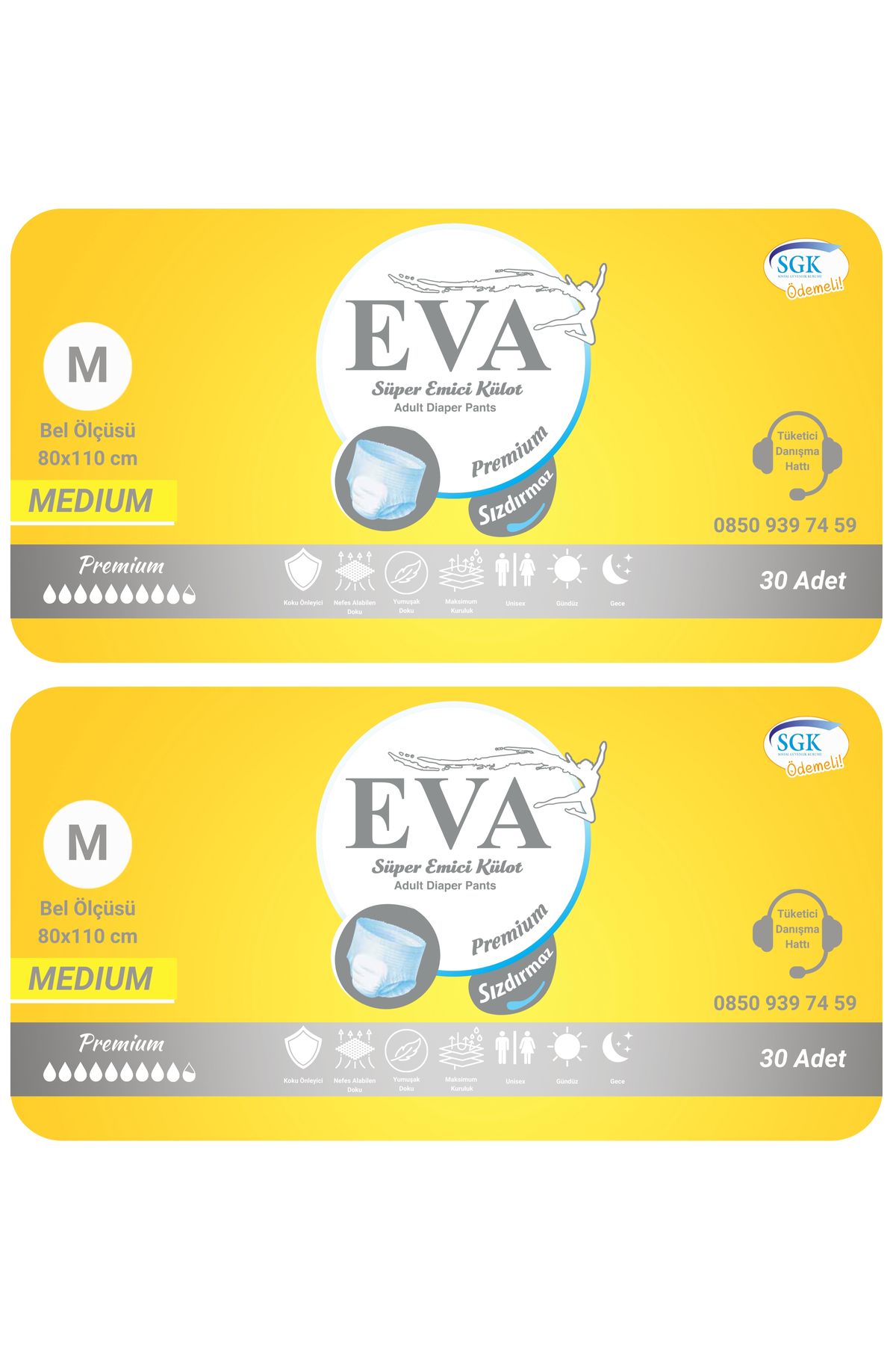 EVA Premium Külot 60 Adet Medium Kadın Erkek Hasta Bezi