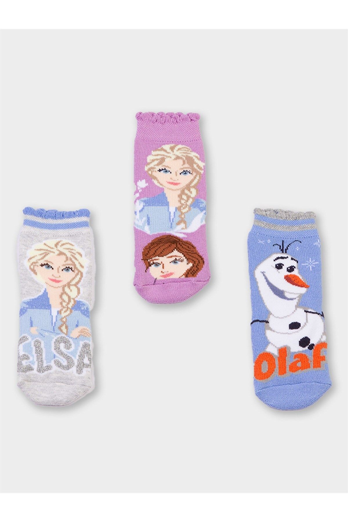 Frozen Lisanslı Kız Çocuk 3 Çift Havlu Soket Çorap 20523