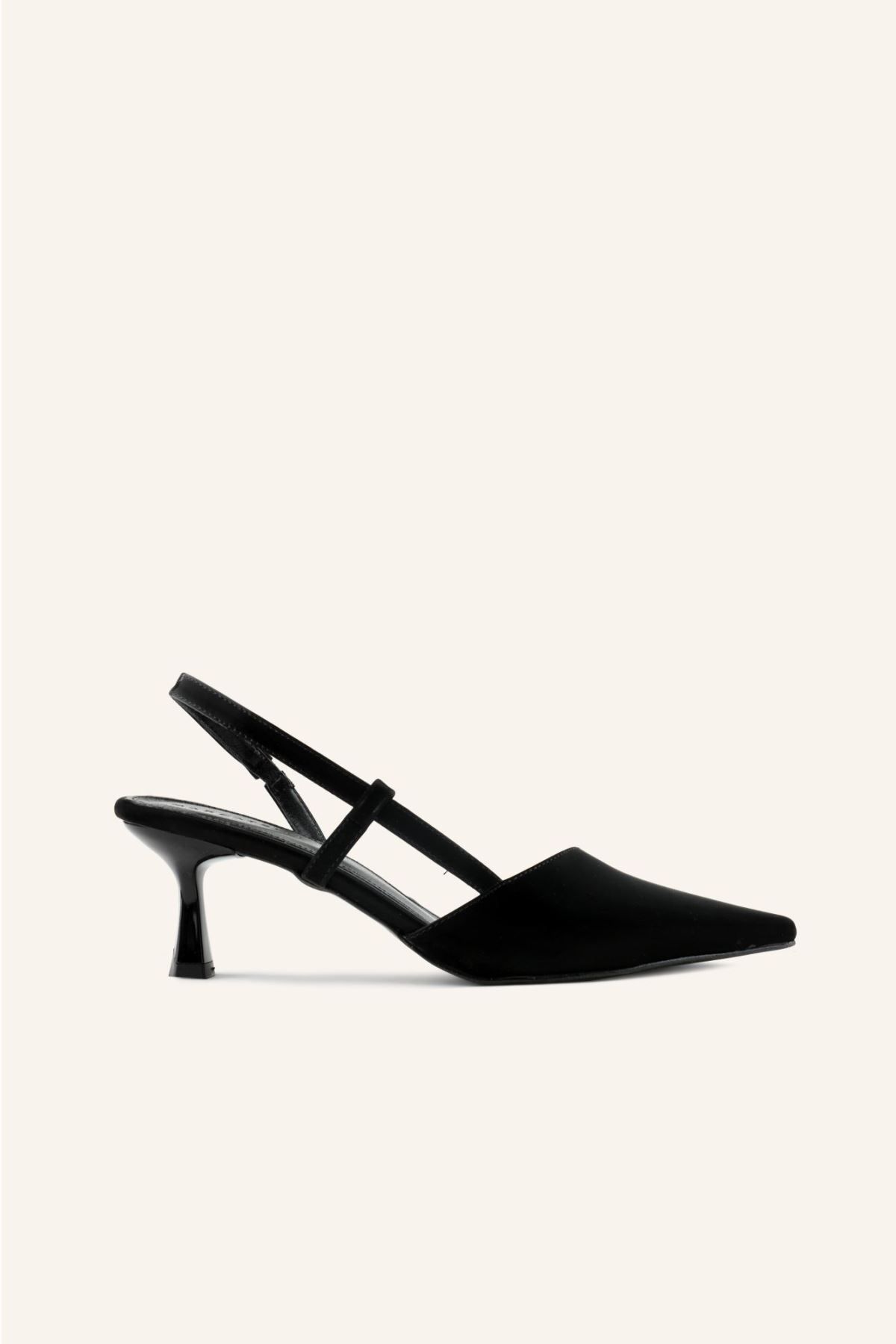 Marcatelli Siyah Saten Topuklu Ayakkabı
