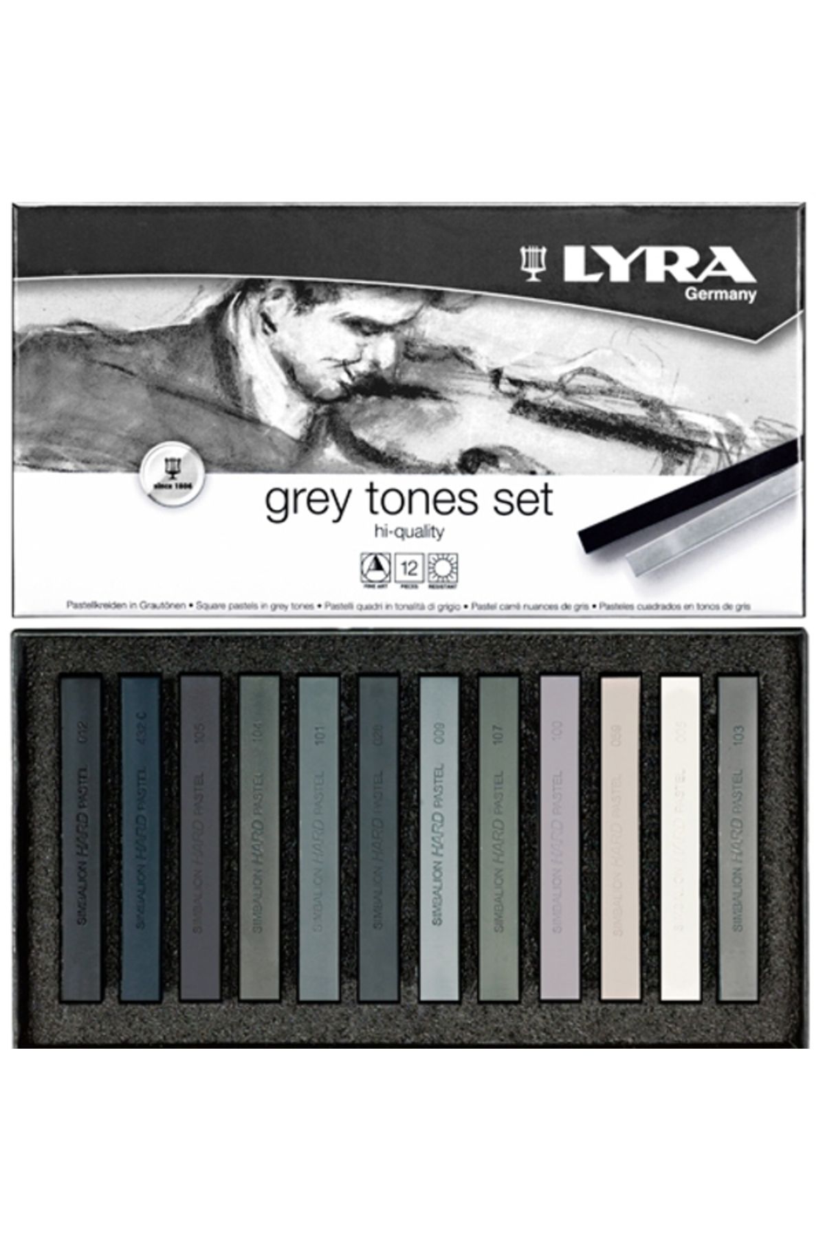 Lyra Hi-quality Gri Tonları Pastel Seti 12'li
