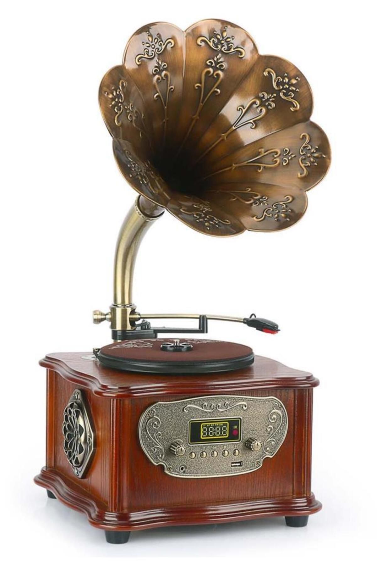 Midex Gr-50 Nostaljik Gramofon 33/45 Devir Pikap Plak Çalar Bluetooth Usb 2x20w 10w