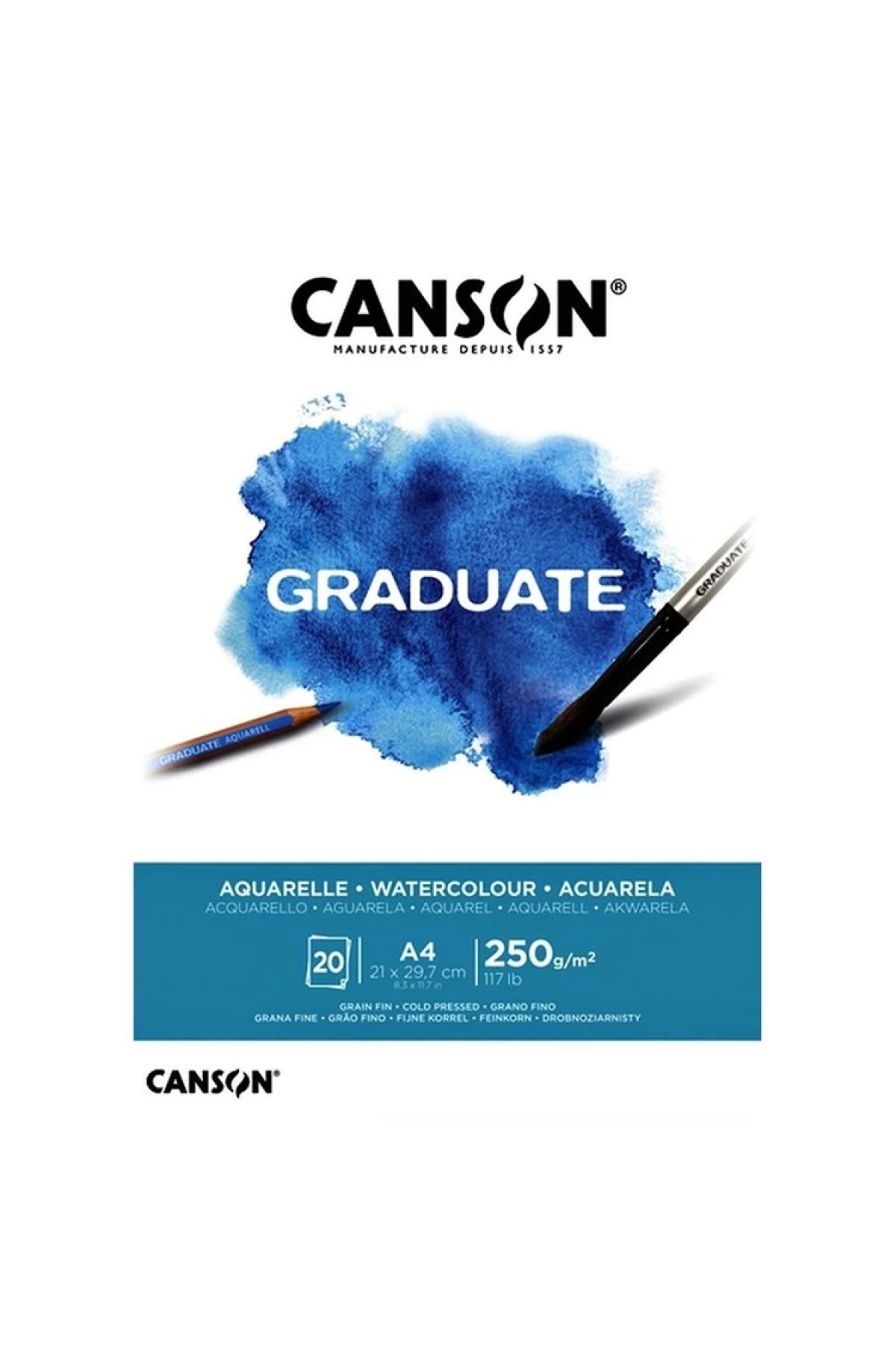 Canson A4 Graduate Aquarelle 250 Gr Suluboya Defteri 20 Yp.