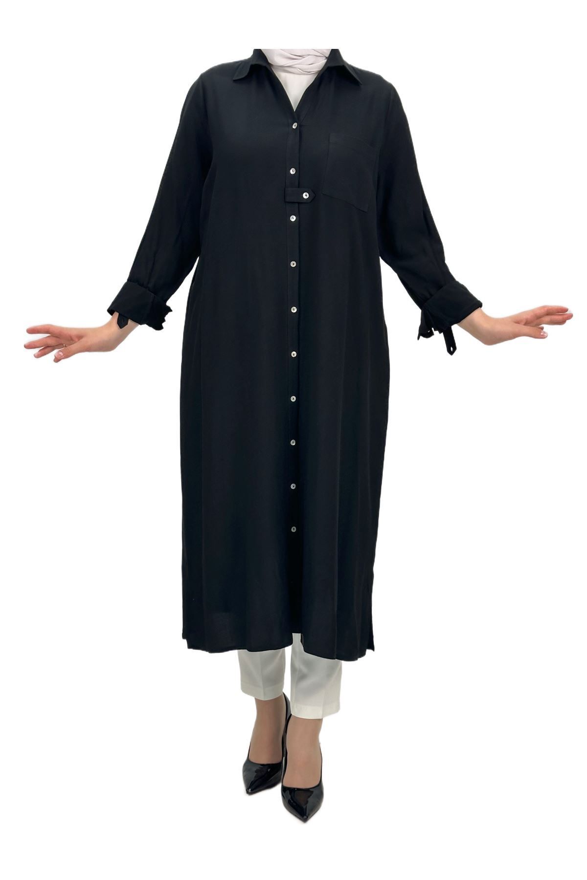 ottoman wear OTW60910 Uzun Büyük Beden Tunik Siyah