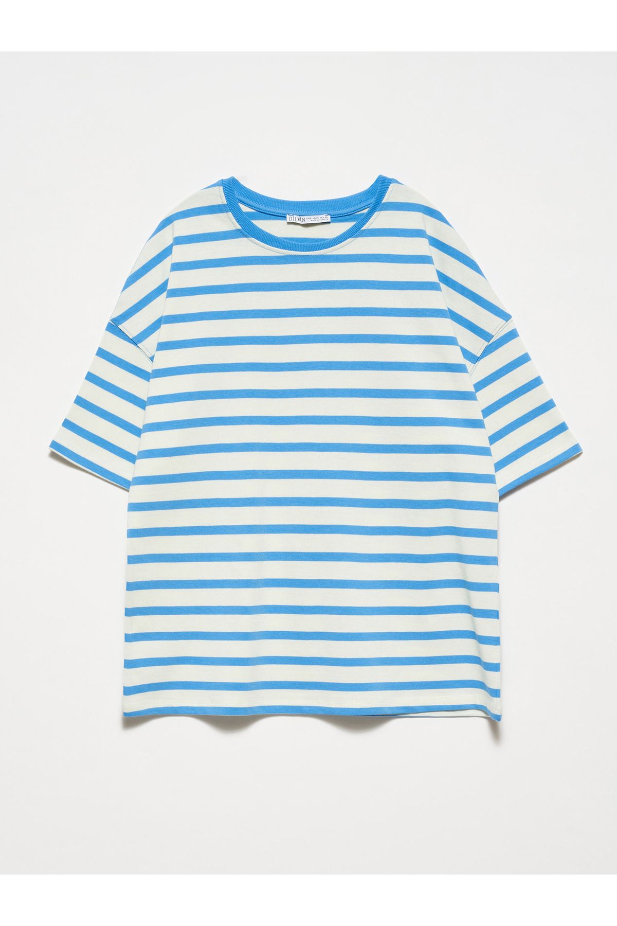 Dilvin 30176 Basic T-Shirt-Mavi