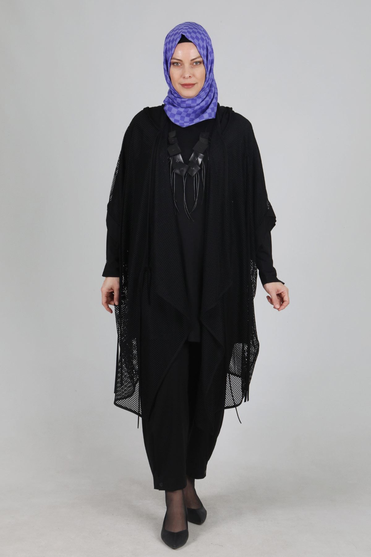 ottoman wear Otw70011 Büyük Beden File Yelekli Üçlü Takım Siyah