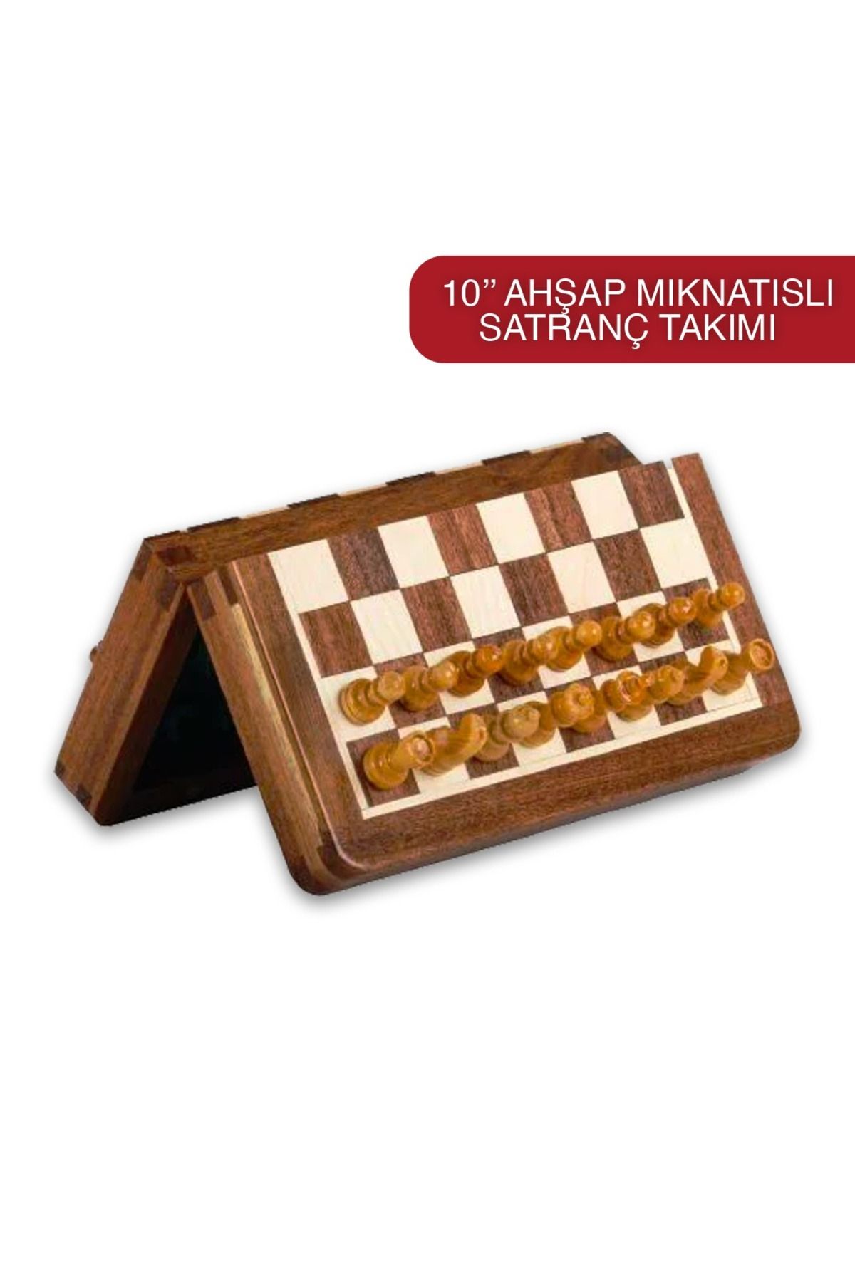 Yeni Satranç 10'' Ahşap Mıknatıslı Satranç Takımı (26x26cm)