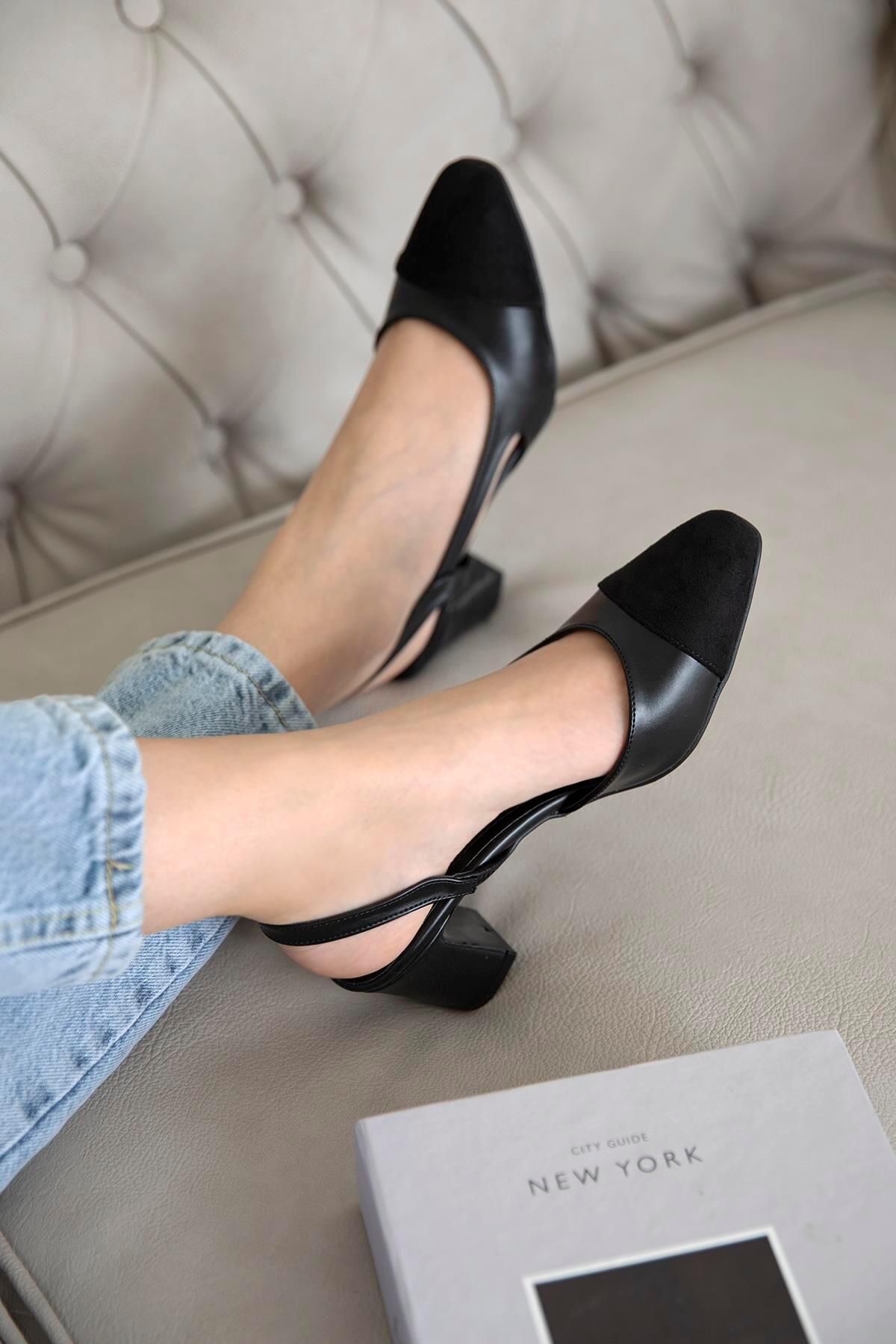 Straswans Paris Kadın Deri Topuklu Ayakkabı Siyah