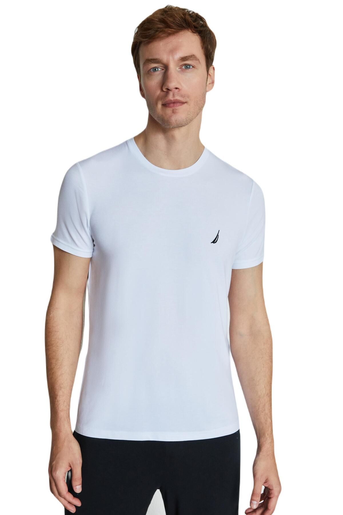 Nautica Erkek Beyaz Modal Uyku T-Shirt